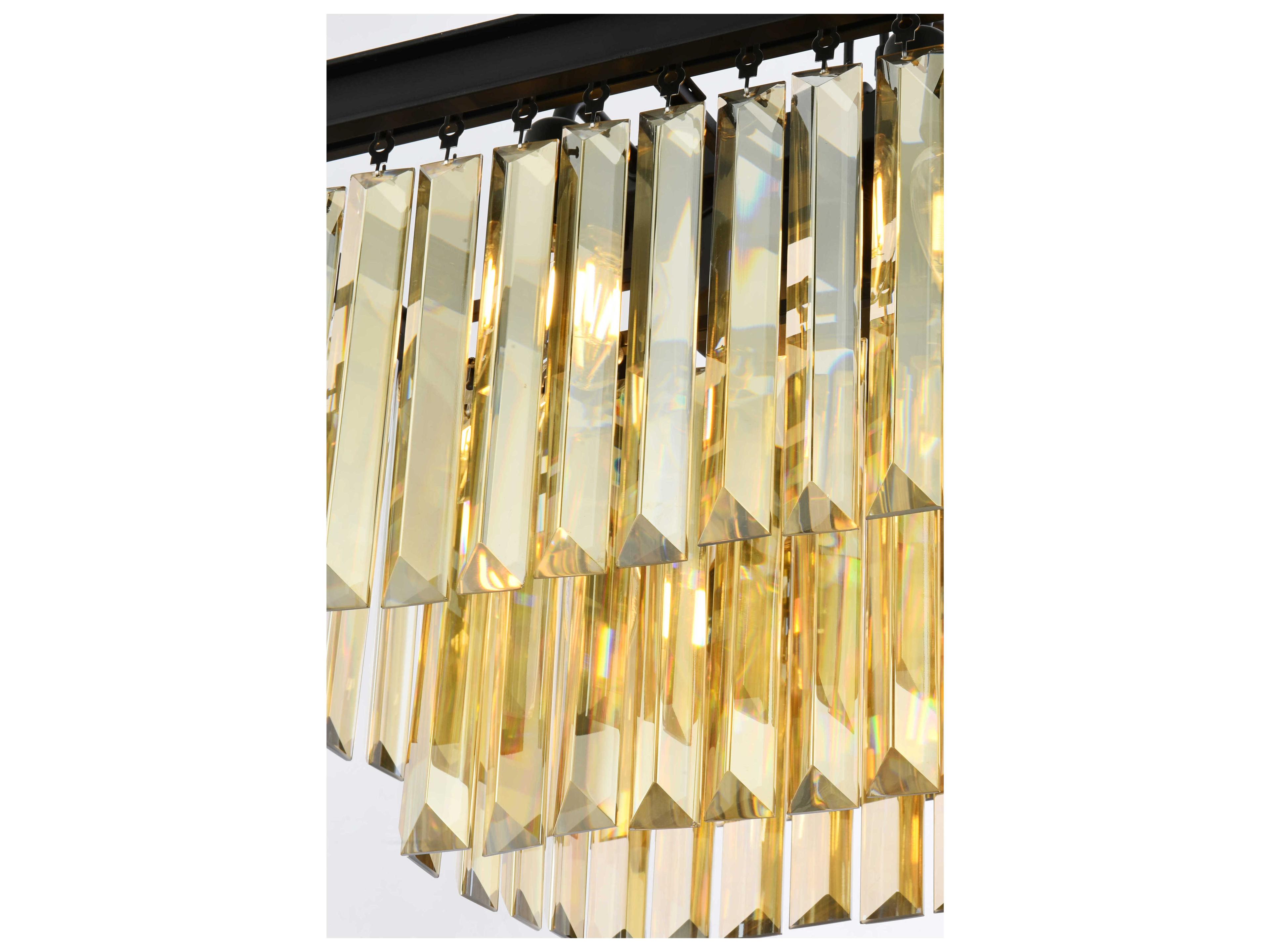 Elegant Lighting Sydney 12-Light Matte Black Gold Crystal Tiered Island Pendant