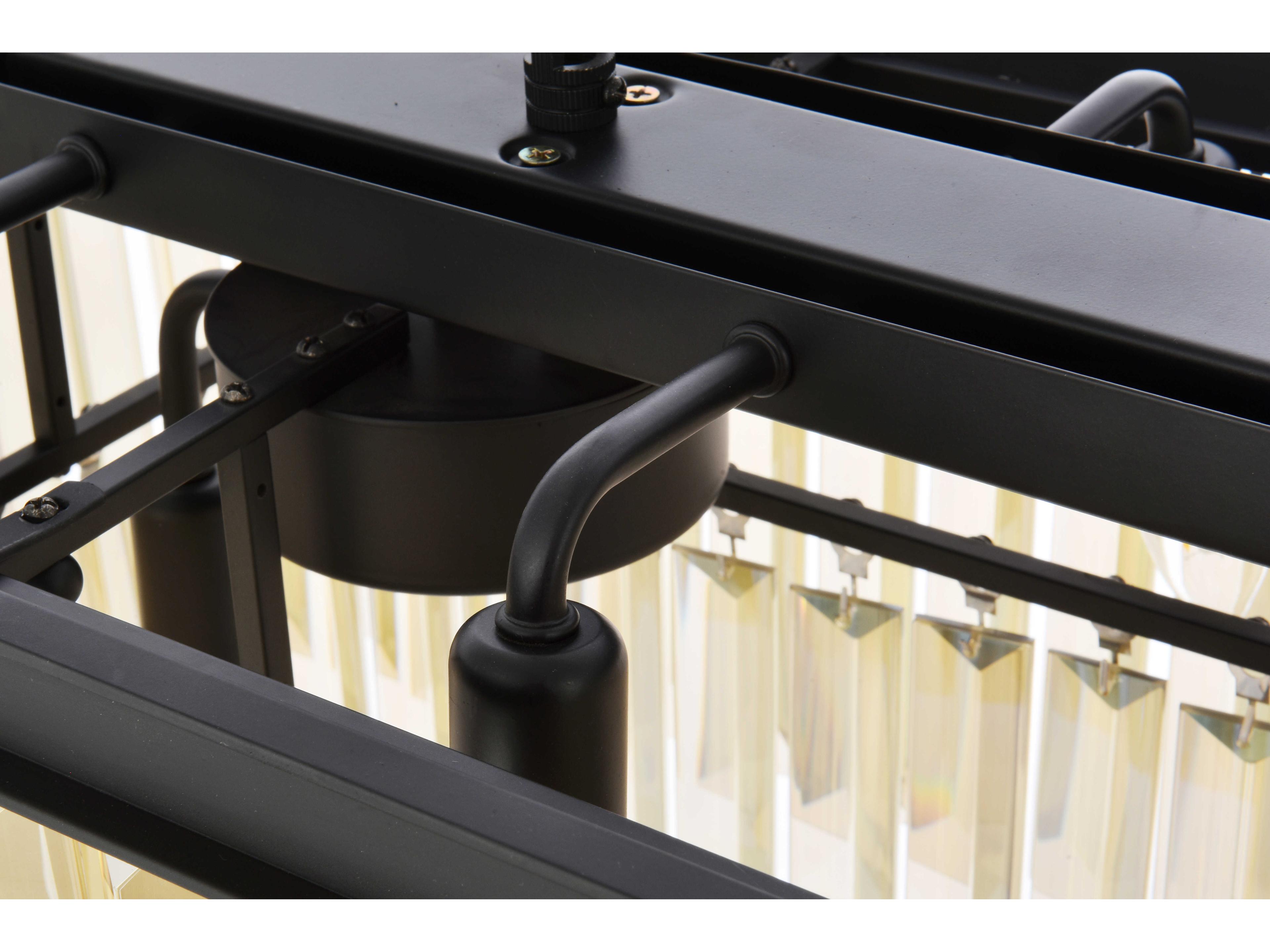 Elegant Lighting Sydney 12-Light Matte Black Gold Crystal Tiered Island Pendant