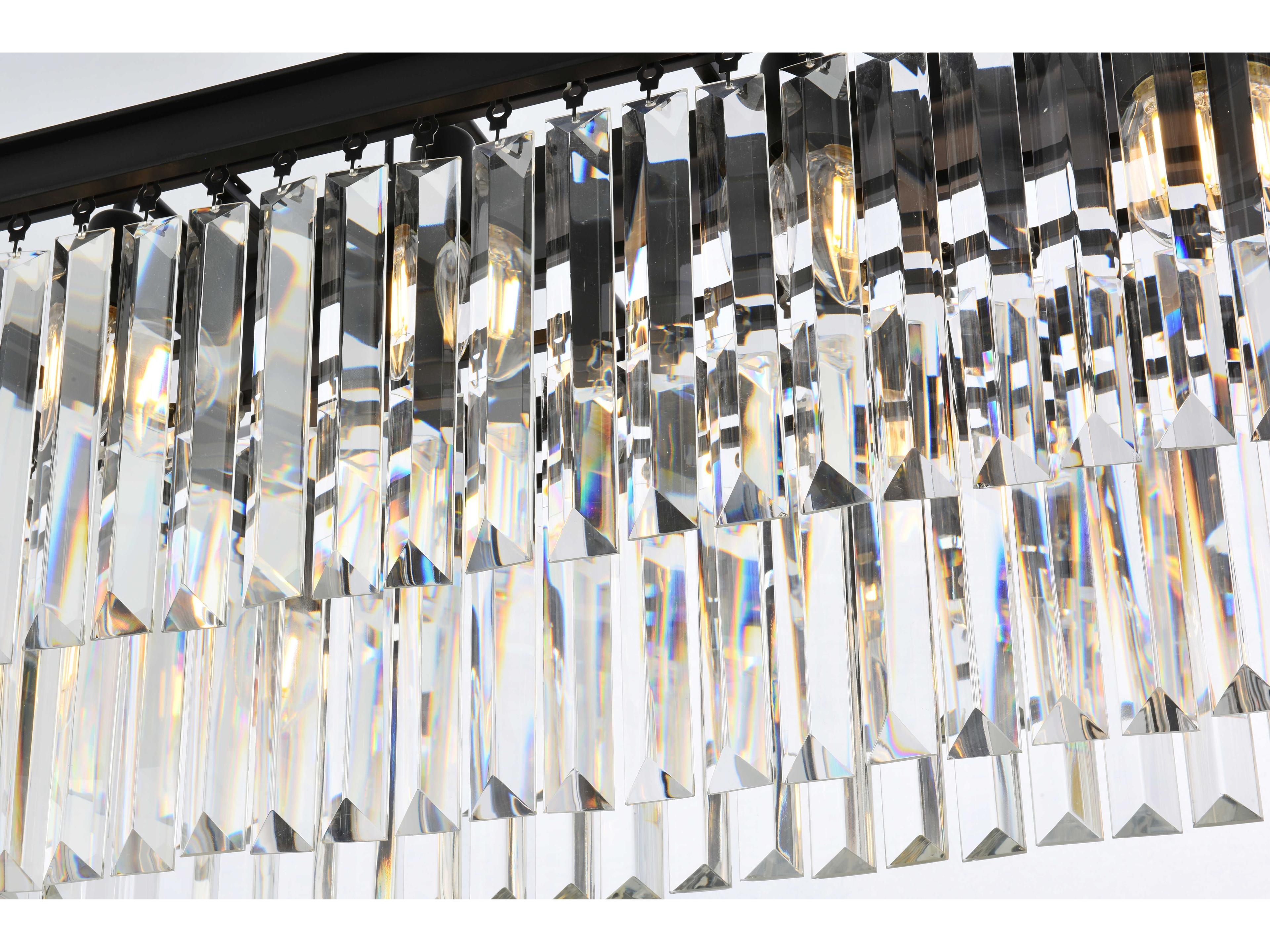 Elegant Lighting Sydney 12-Light Matte Black Clear Crystal Tiered Island Pendant