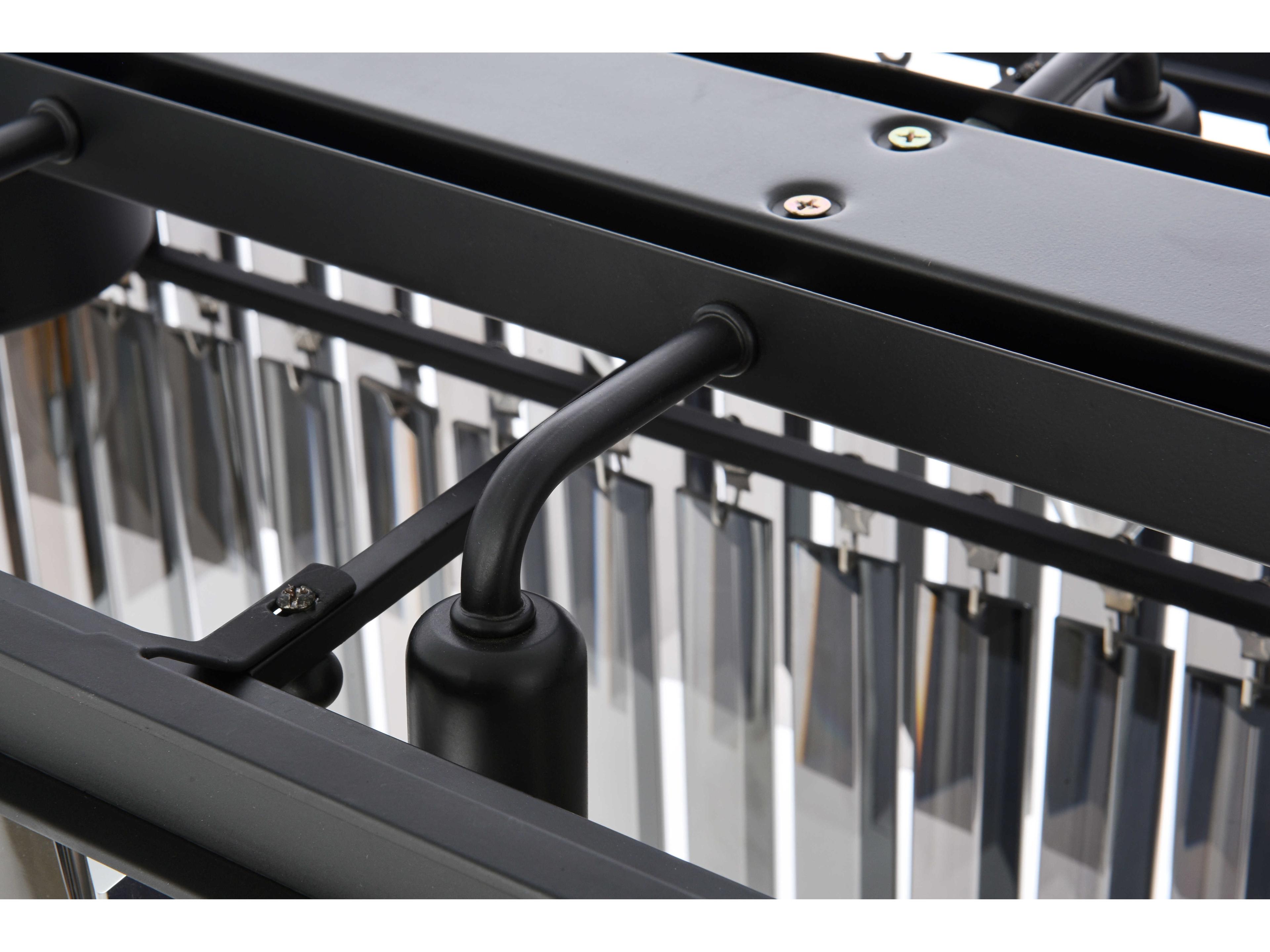 Elegant Lighting Sydney 12-Light Matte Black Silver Crystal Tiered Island Pendant