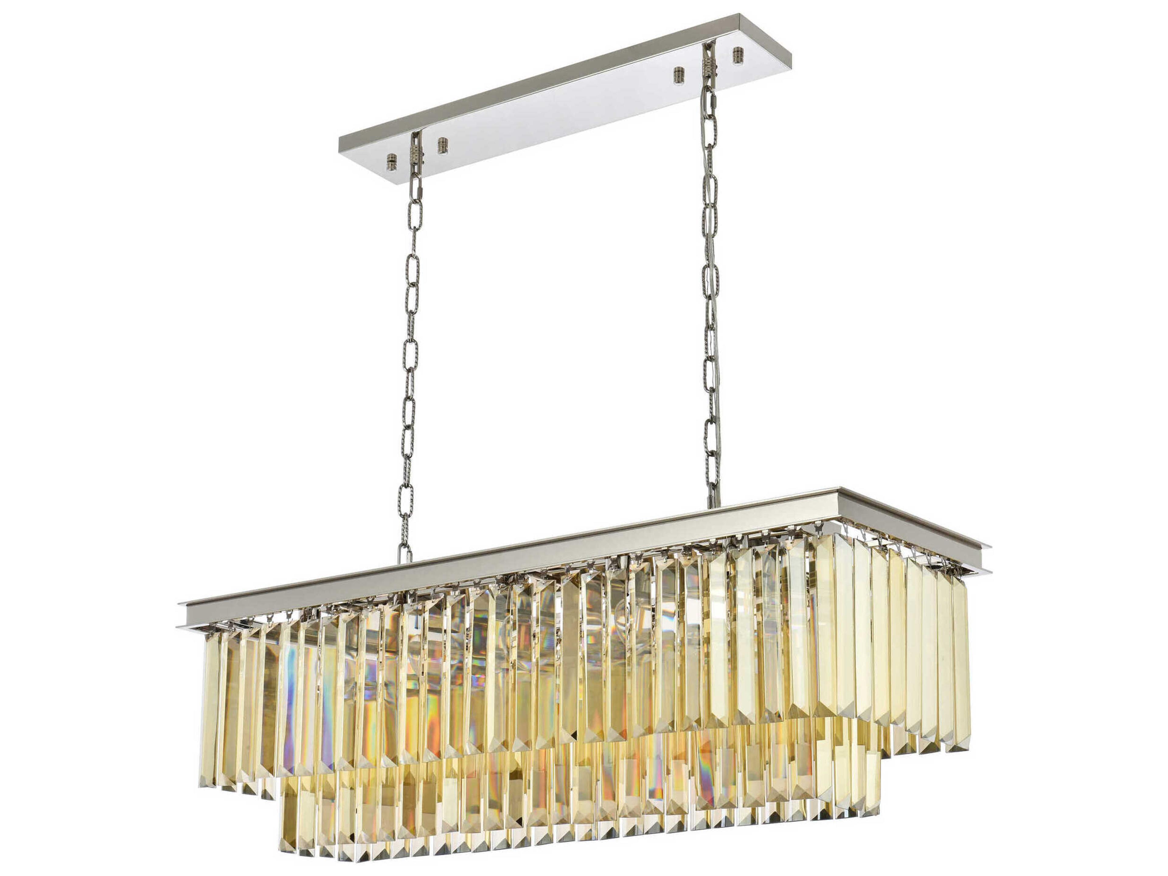 Elegant Lighting Sydney 12-Light Polished Nickel Gold Crystal Tiered Island Pendant