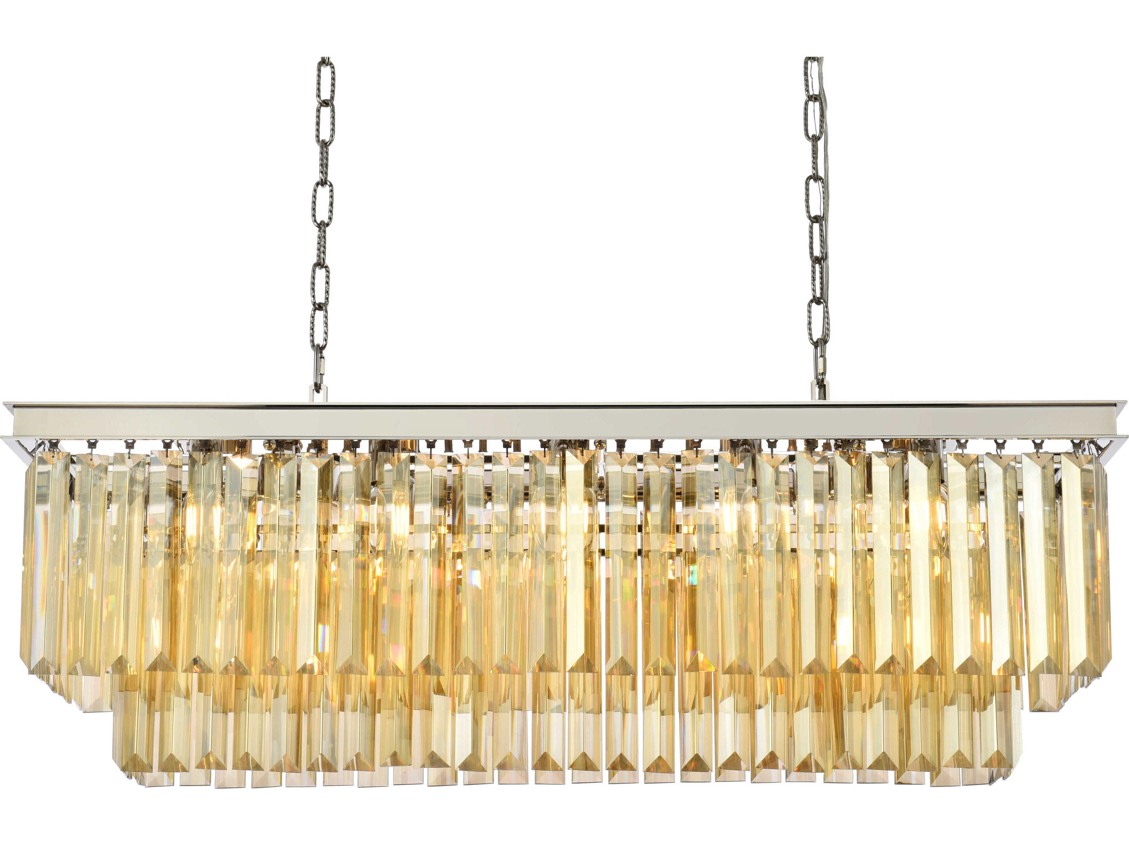 Elegant Lighting Sydney 12-Light Polished Nickel Gold Crystal Tiered Island Pendant