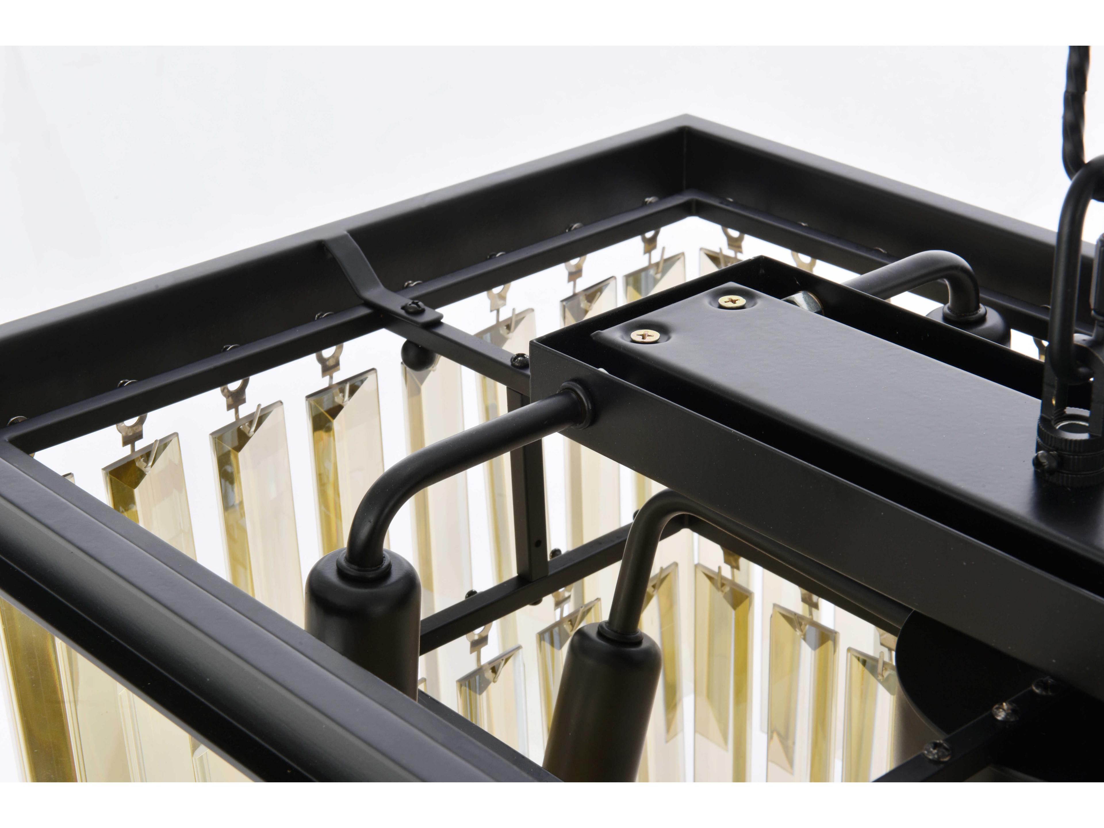 Elegant Lighting Sydney 12-Light Matte Black Gold Crystal Tiered Island Pendant