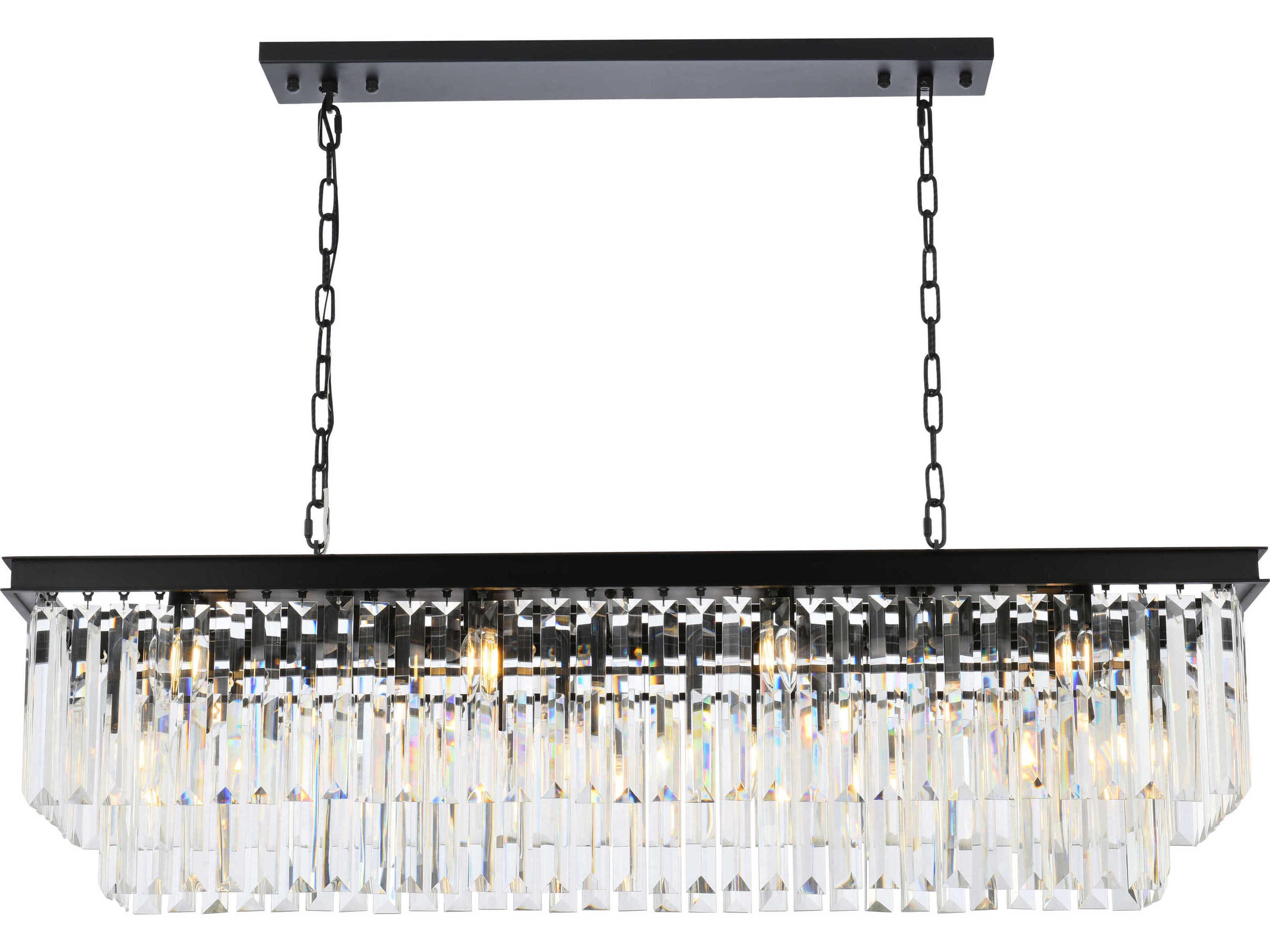 Elegant Lighting Sydney 12-Light Matte Black Clear Crystal Tiered Island Pendant