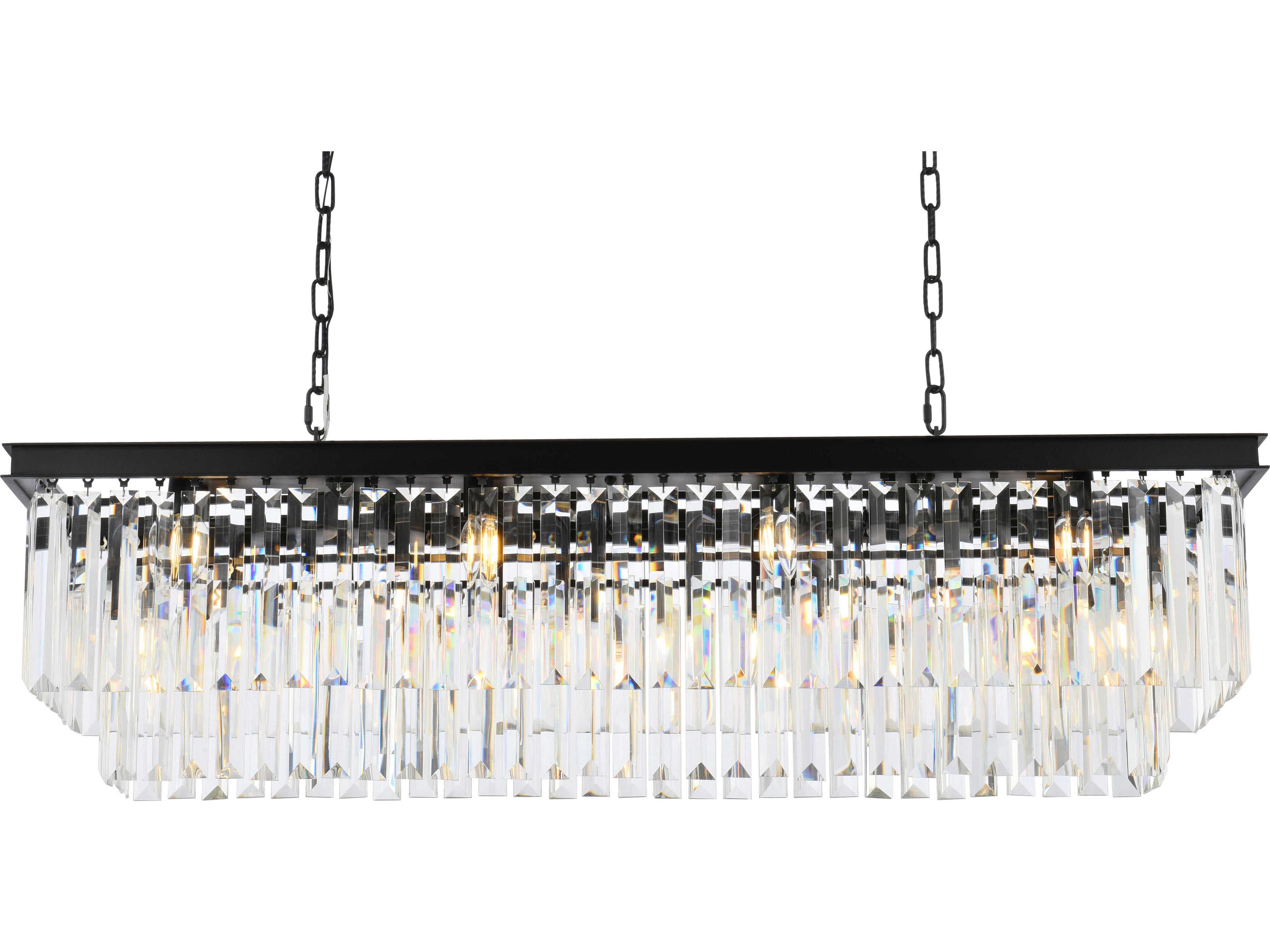 Elegant Lighting Sydney 12-Light Matte Black Clear Crystal Tiered Island Pendant