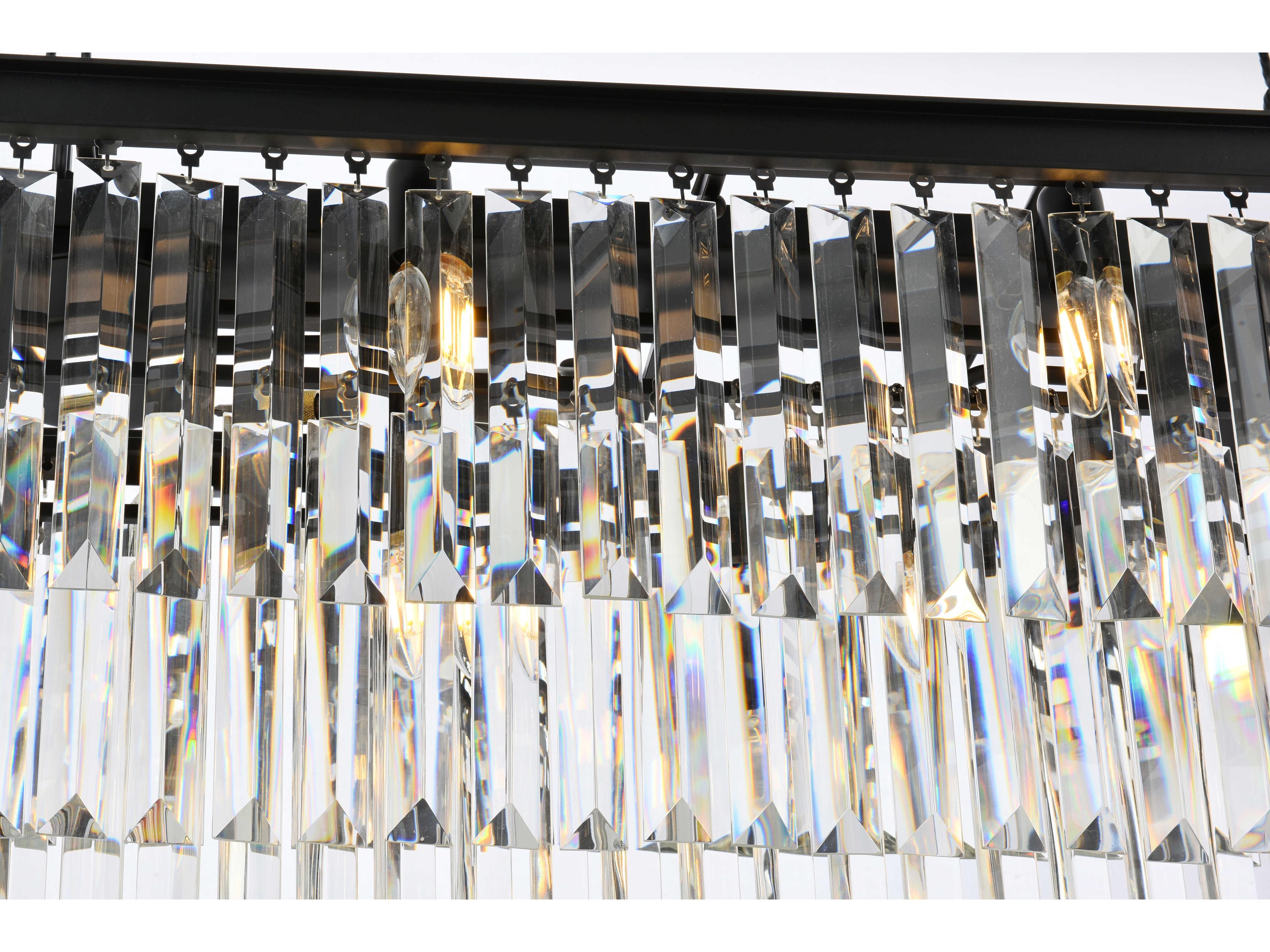 Elegant Lighting Sydney 12-Light Matte Black Clear Crystal Tiered Island Pendant