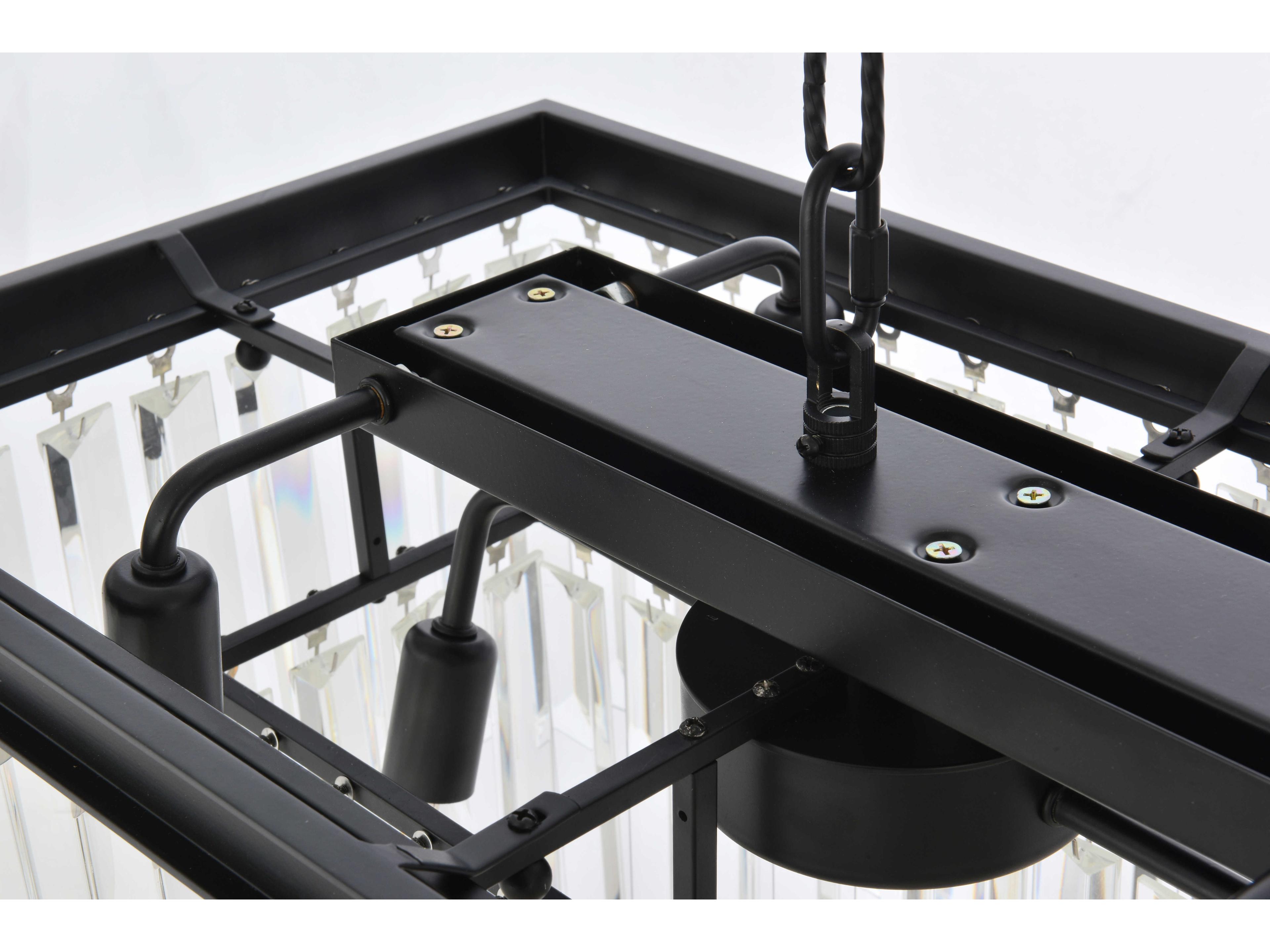 Elegant Lighting Sydney 12-Light Matte Black Clear Crystal Tiered Island Pendant