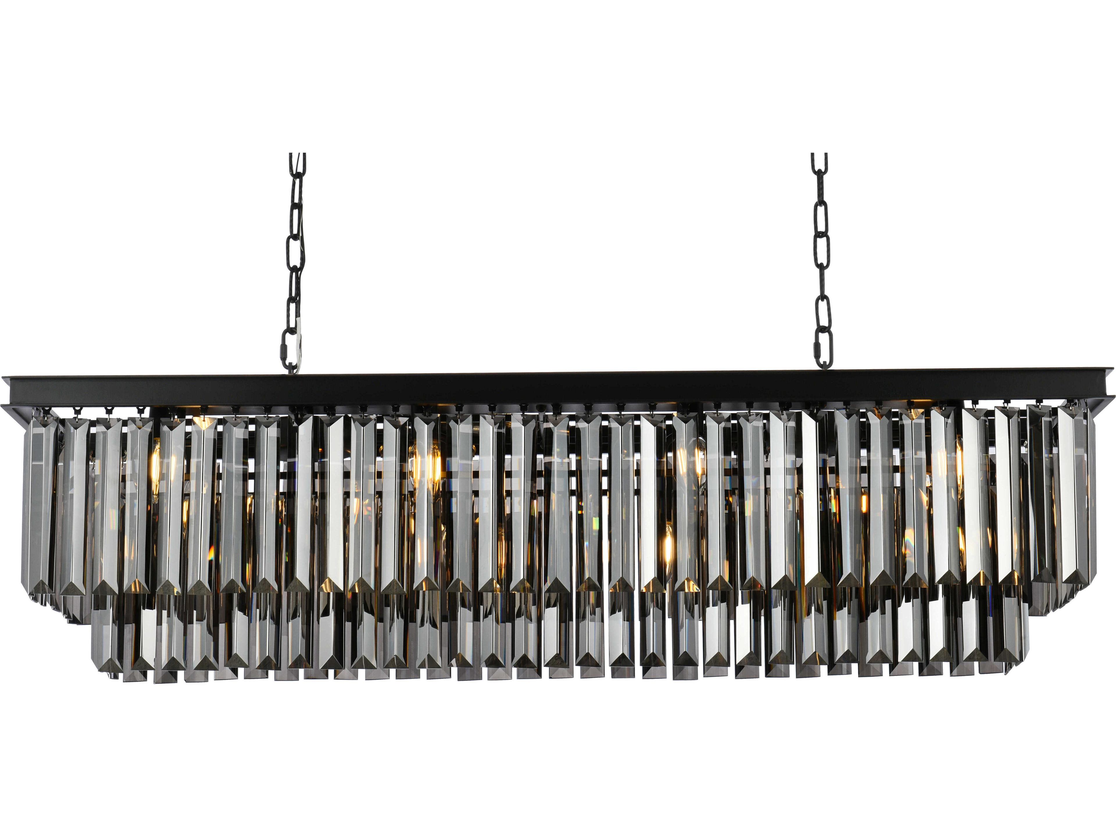 Elegant Lighting Sydney 12-Light Matte Black Silver Crystal Tiered Island Pendant