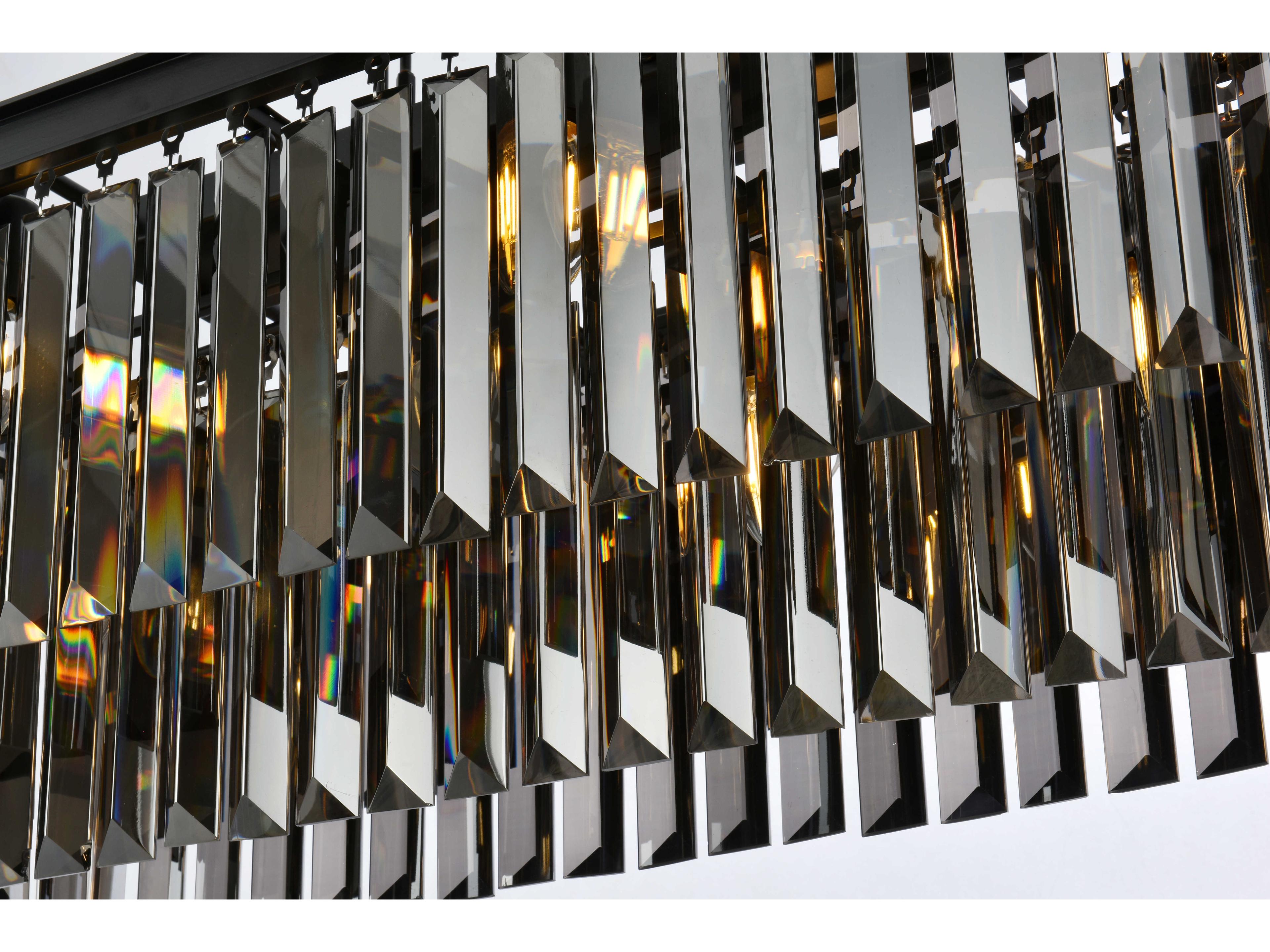 Elegant Lighting Sydney 12-Light Matte Black Silver Crystal Tiered Island Pendant