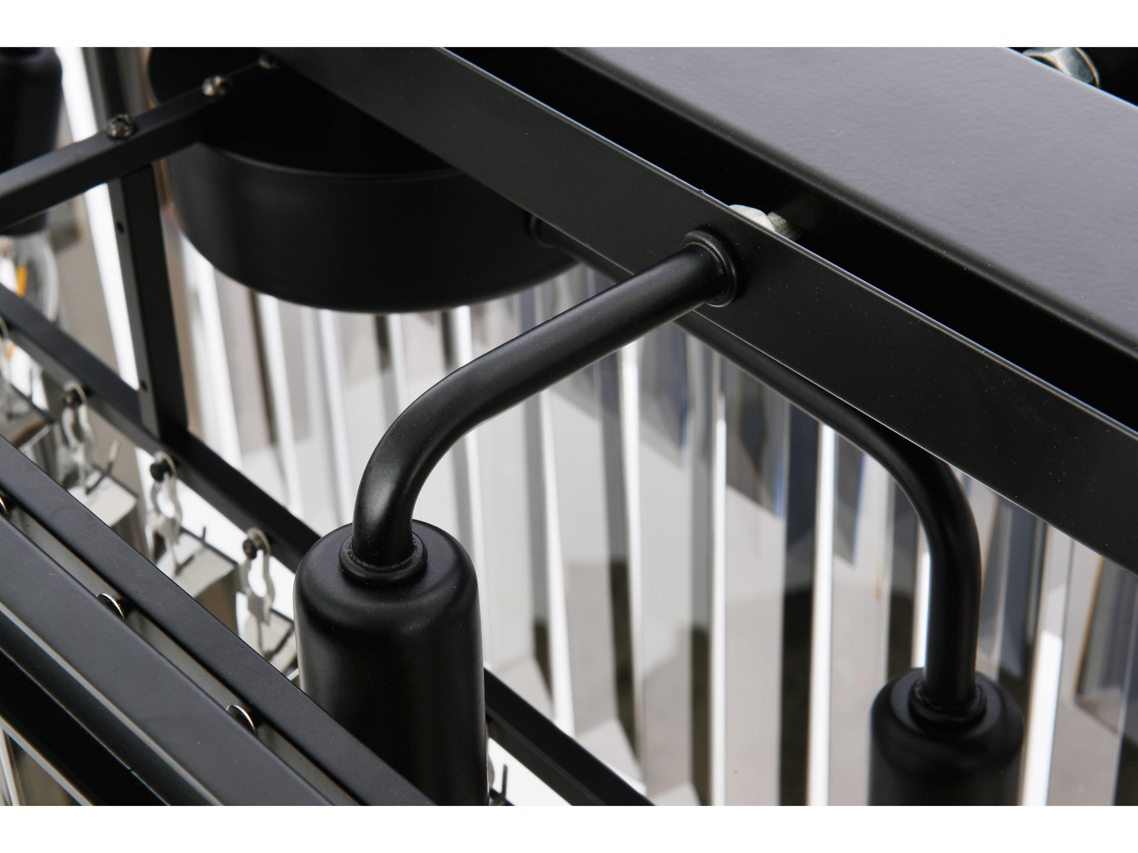 Elegant Lighting Sydney 12-Light Matte Black Silver Crystal Tiered Island Pendant