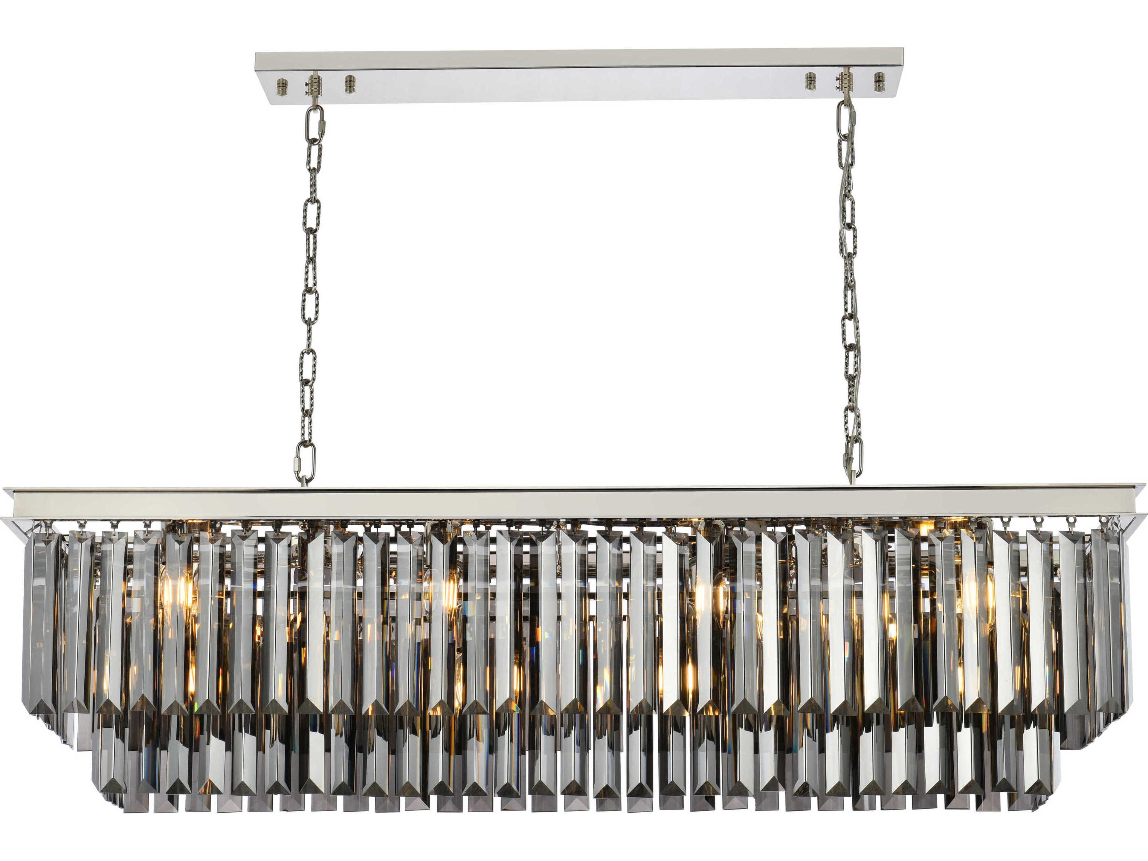 Sydney 12-Light Polished Nickel Silver Crystal Tiered Island Pendant
