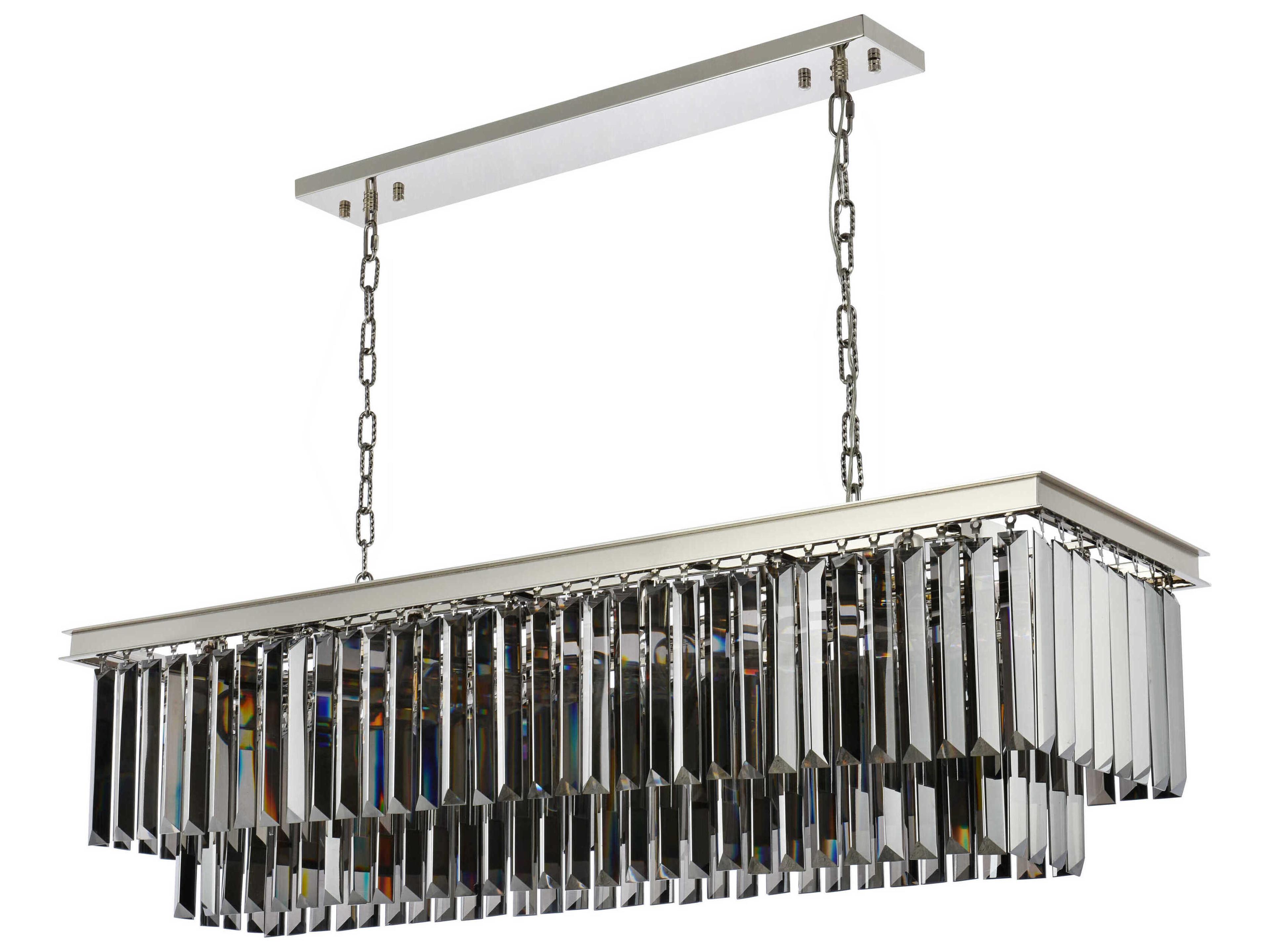 Elegant Lighting Sydney 12-Light Polished Nickel Silver Crystal Tiered Island Pendant