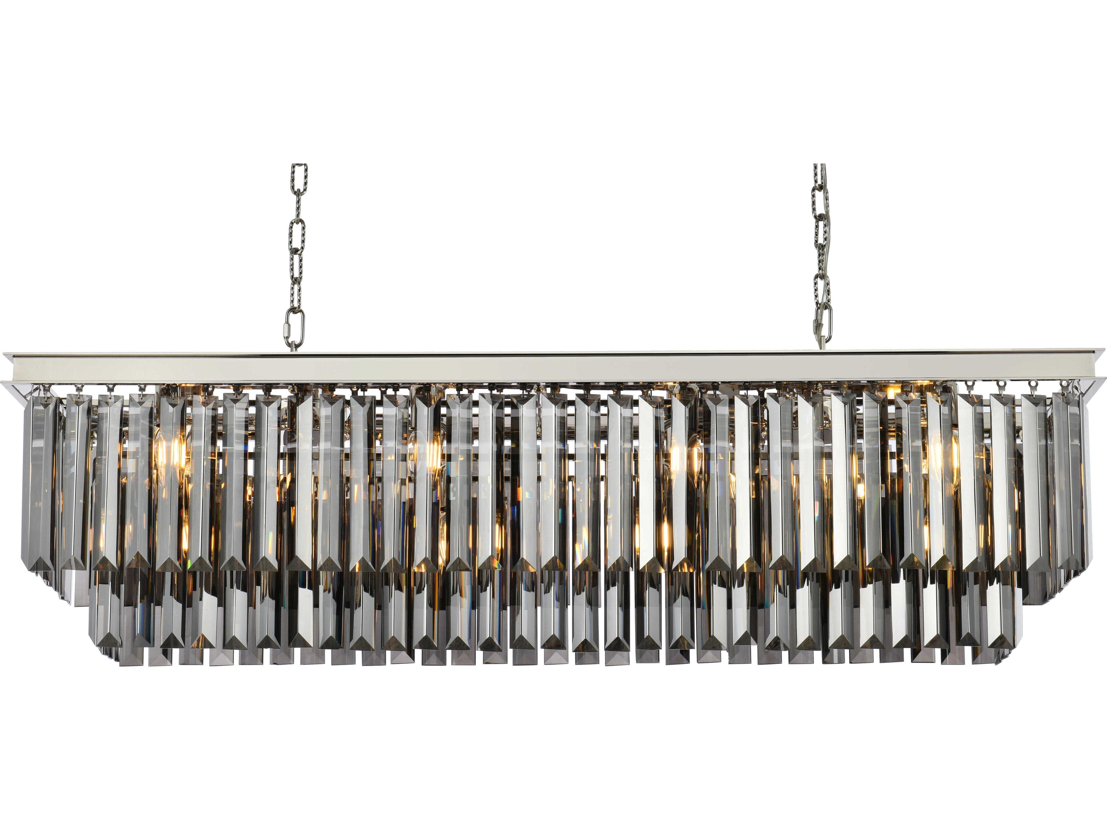 Elegant Lighting Sydney 12-Light Polished Nickel Silver Crystal Tiered Island Pendant