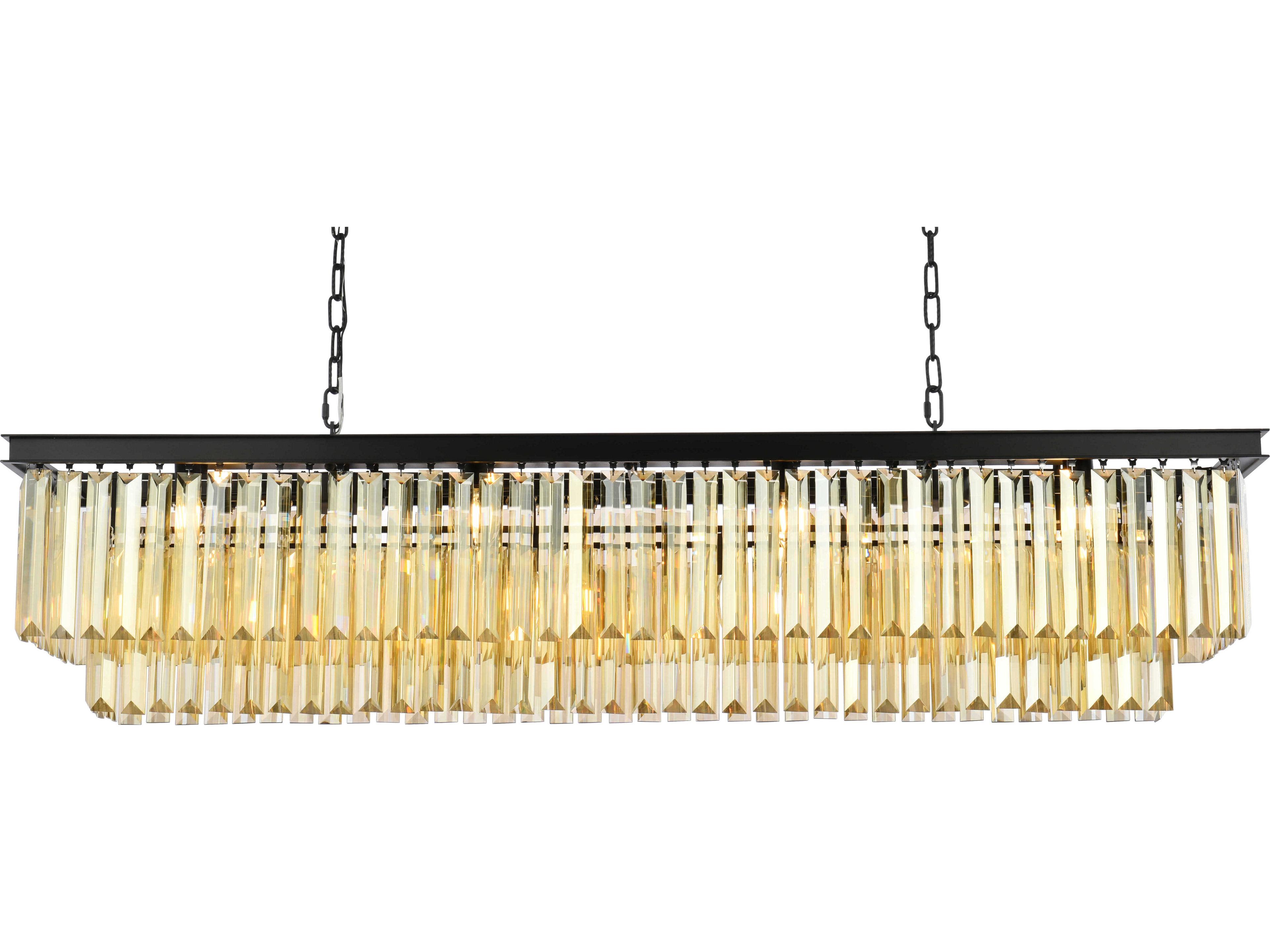 Elegant Lighting Sydney 12-Light Matte Black Gold Crystal Tiered Island Pendant