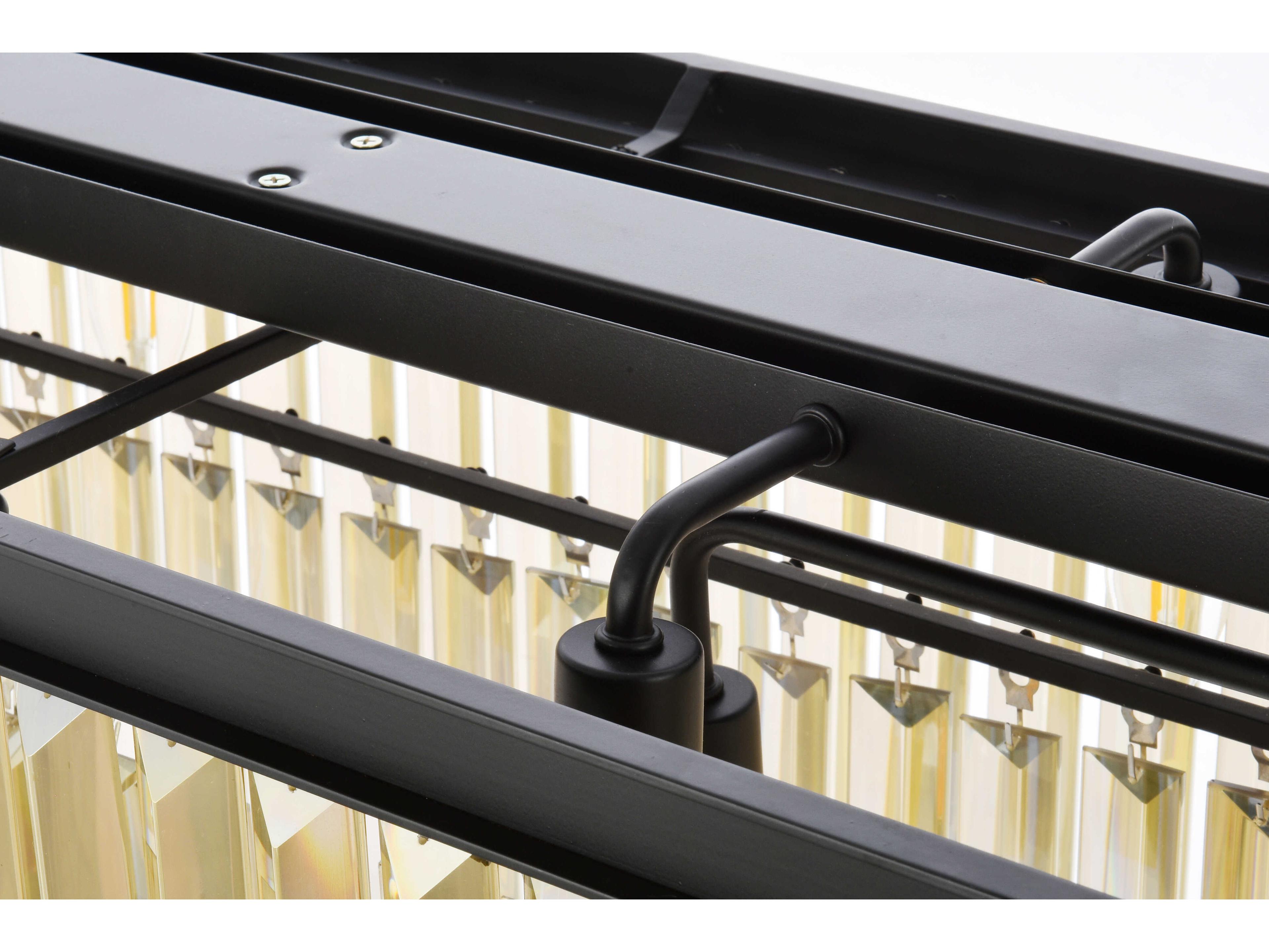 Elegant Lighting Sydney 12-Light Matte Black Gold Crystal Tiered Island Pendant