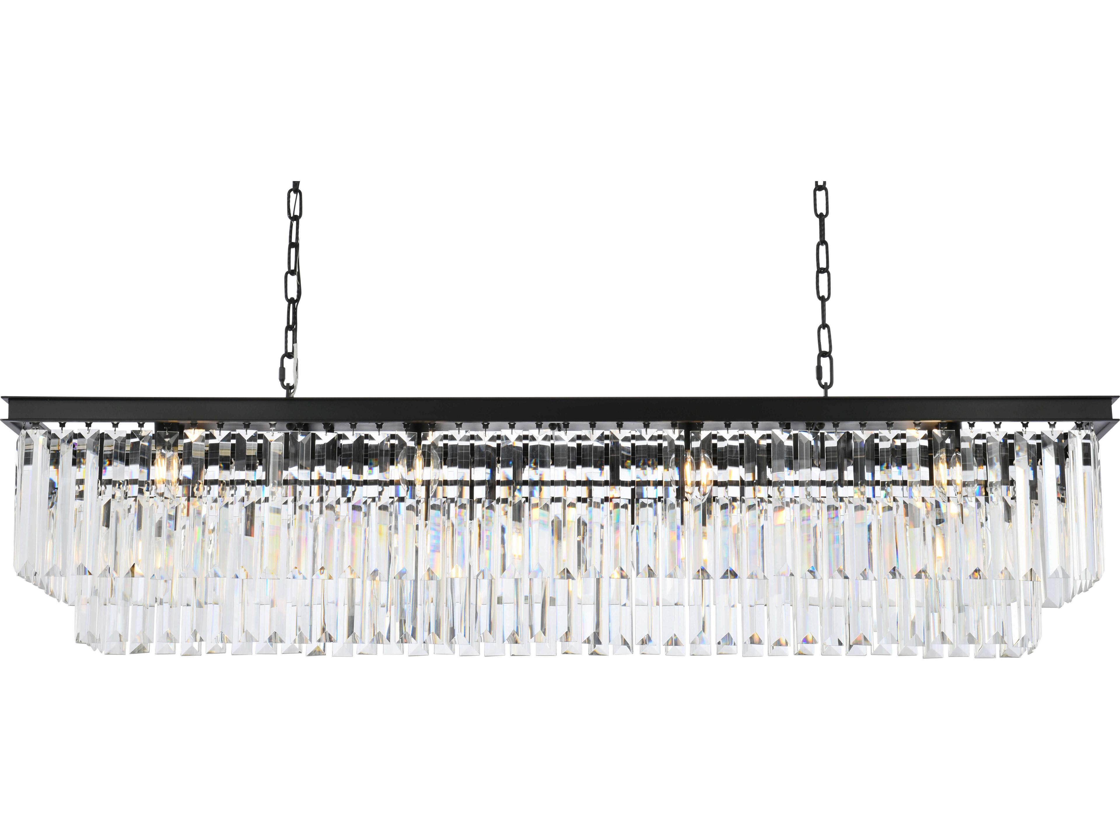 Elegant Lighting Sydney 12-Light Matte Black Clear Crystal Tiered Island Pendant