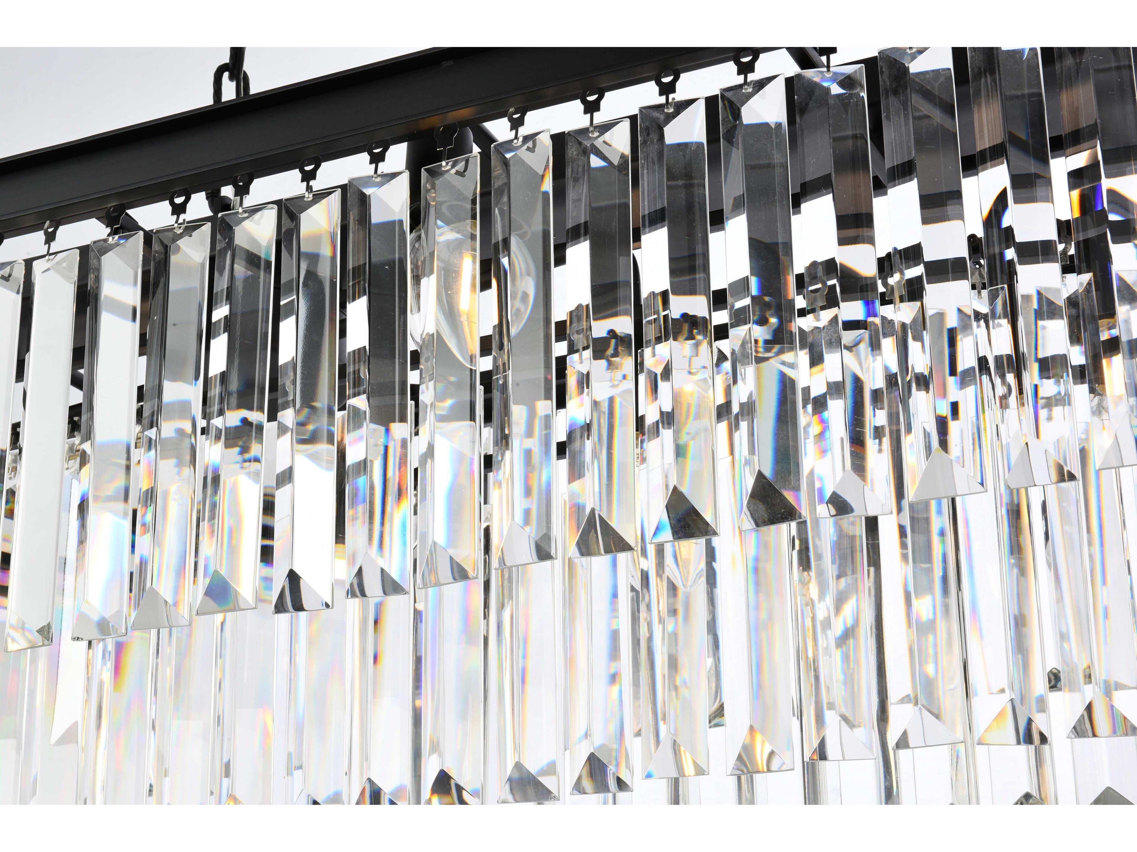 Elegant Lighting Sydney 12-Light Matte Black Clear Crystal Tiered Island Pendant