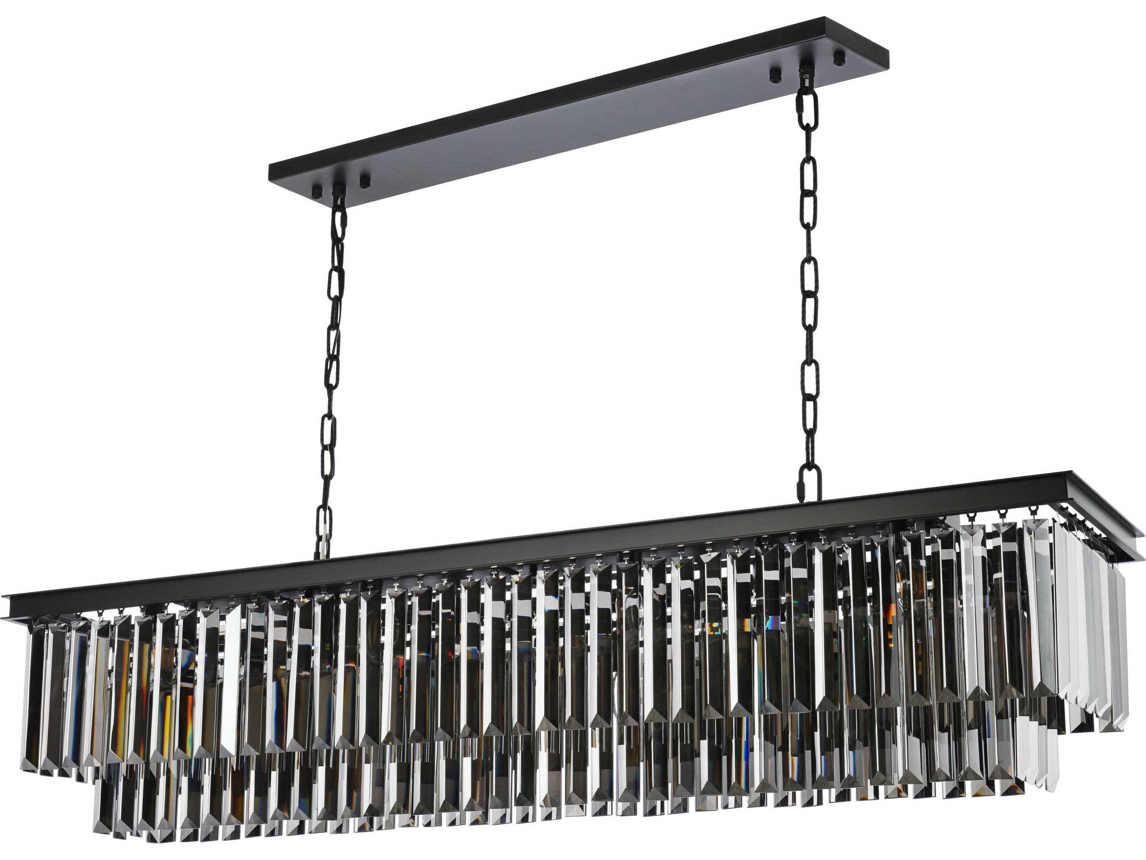 Elegant Lighting Sydney 12-Light Matte Black Silver Crystal Tiered Island Pendant