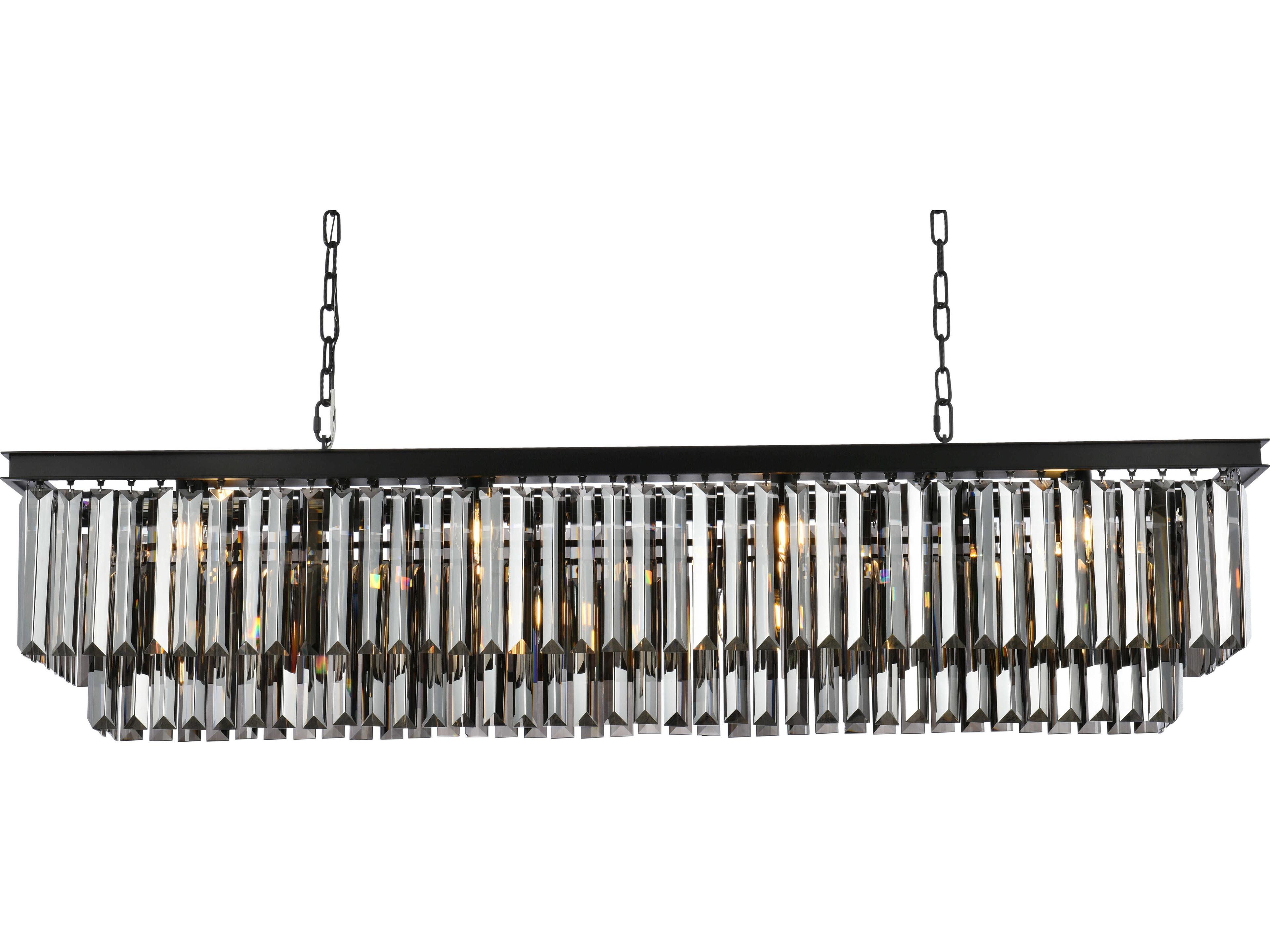 Elegant Lighting Sydney 12-Light Matte Black Silver Crystal Tiered Island Pendant