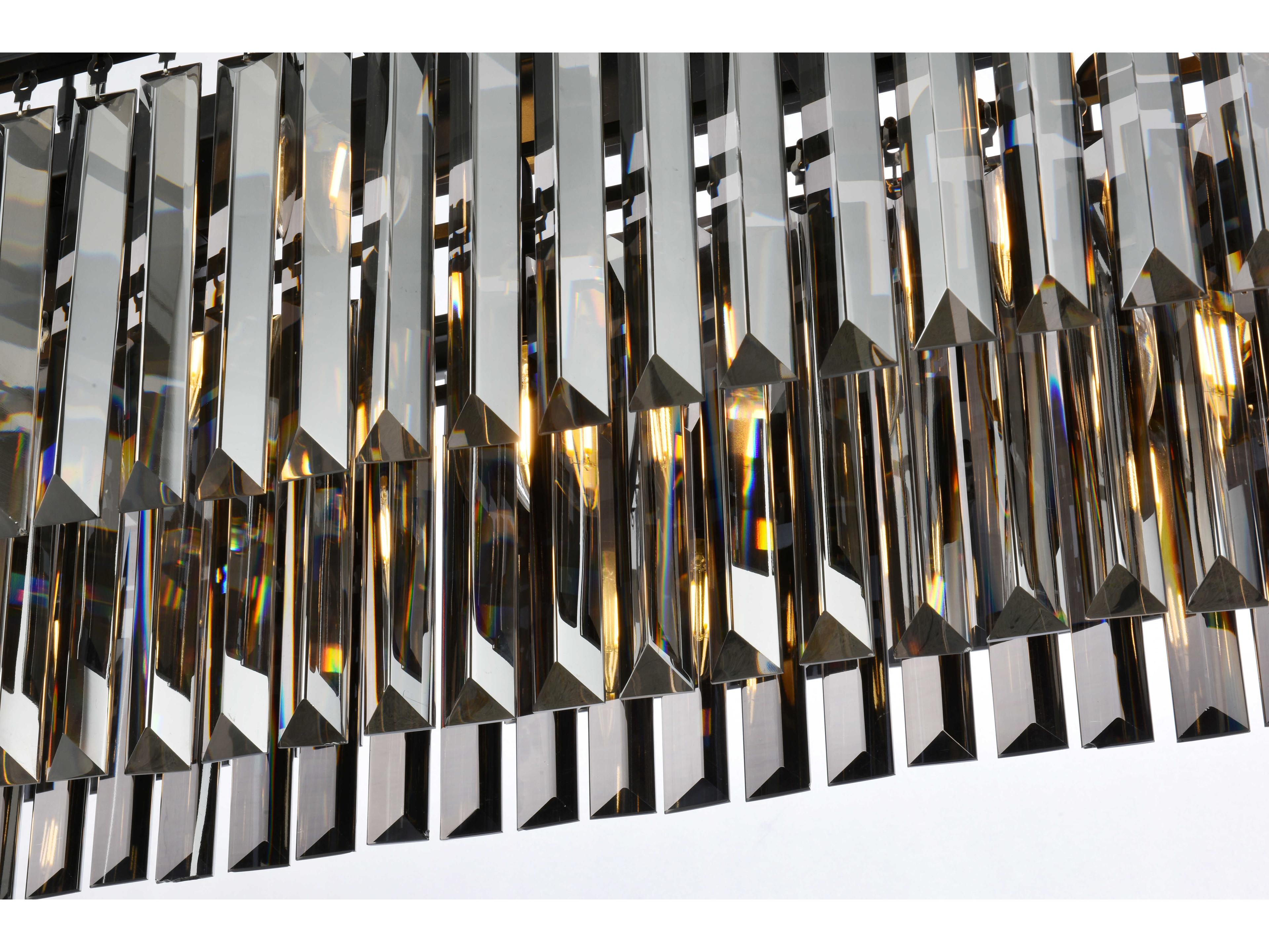 Elegant Lighting Sydney 12-Light Matte Black Silver Crystal Tiered Island Pendant