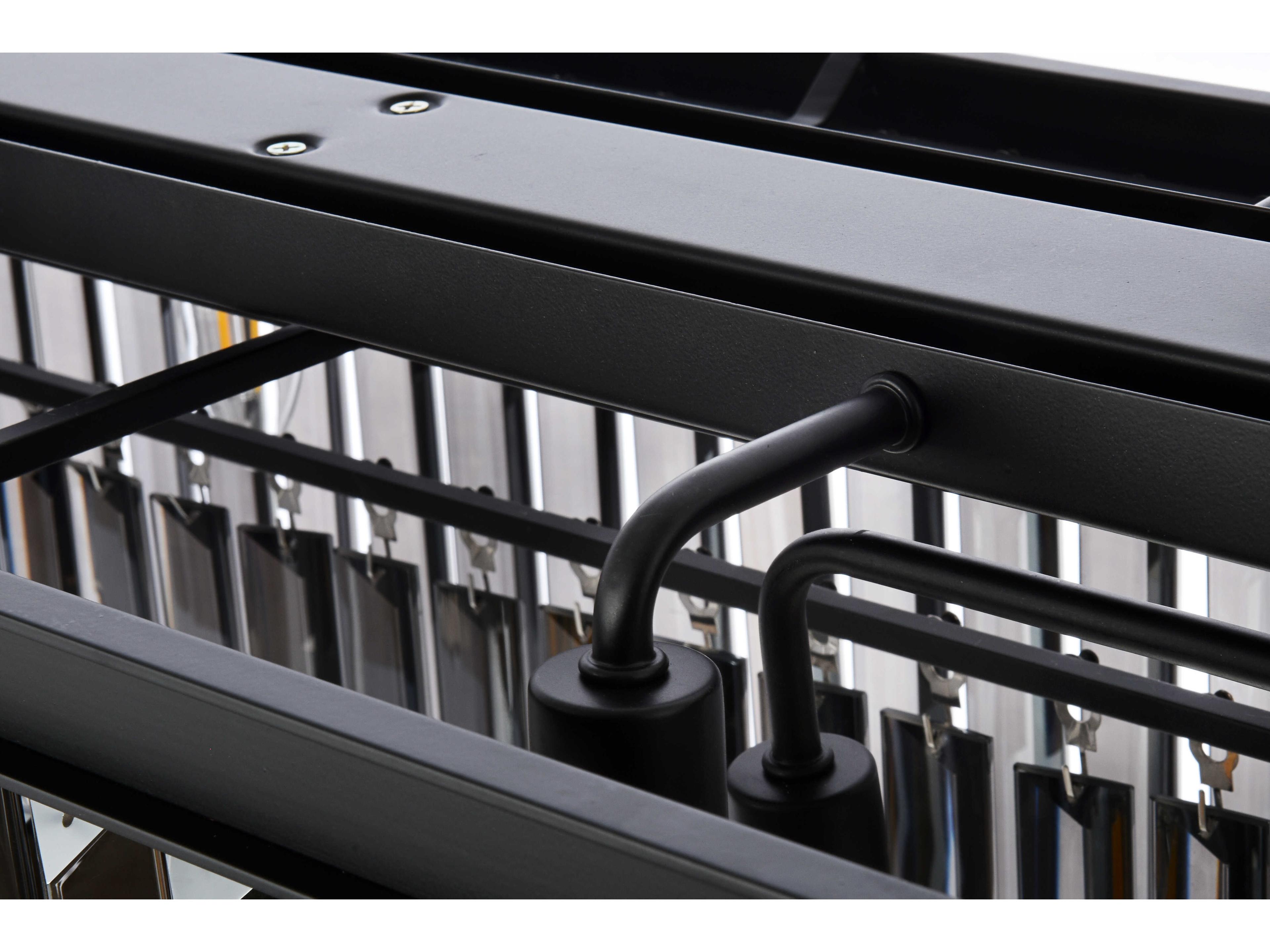 Elegant Lighting Sydney 12-Light Matte Black Silver Crystal Tiered Island Pendant