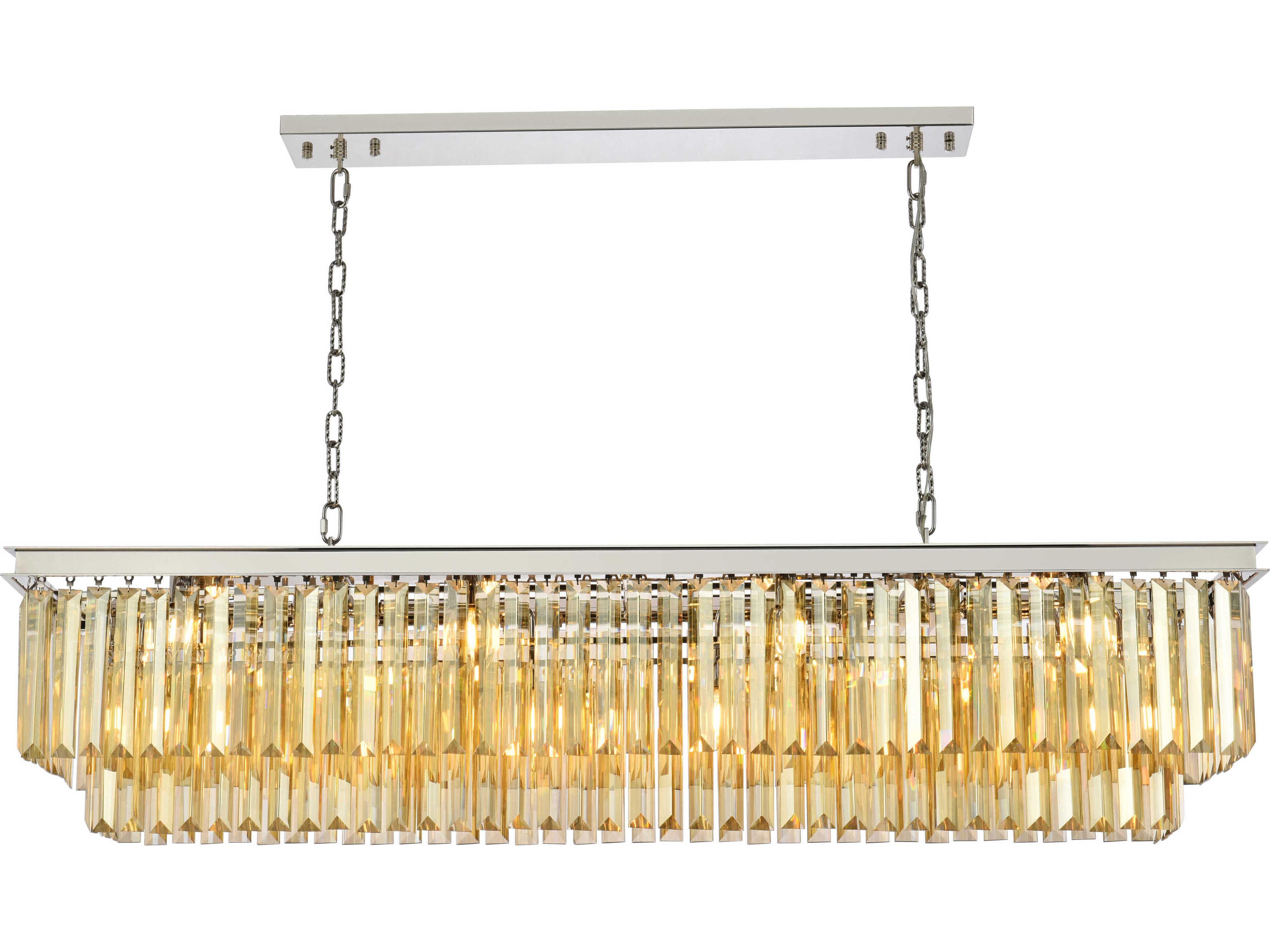 Elegant Lighting Sydney 12-Light Polished Nickel Gold Crystal Tiered Island Pendant