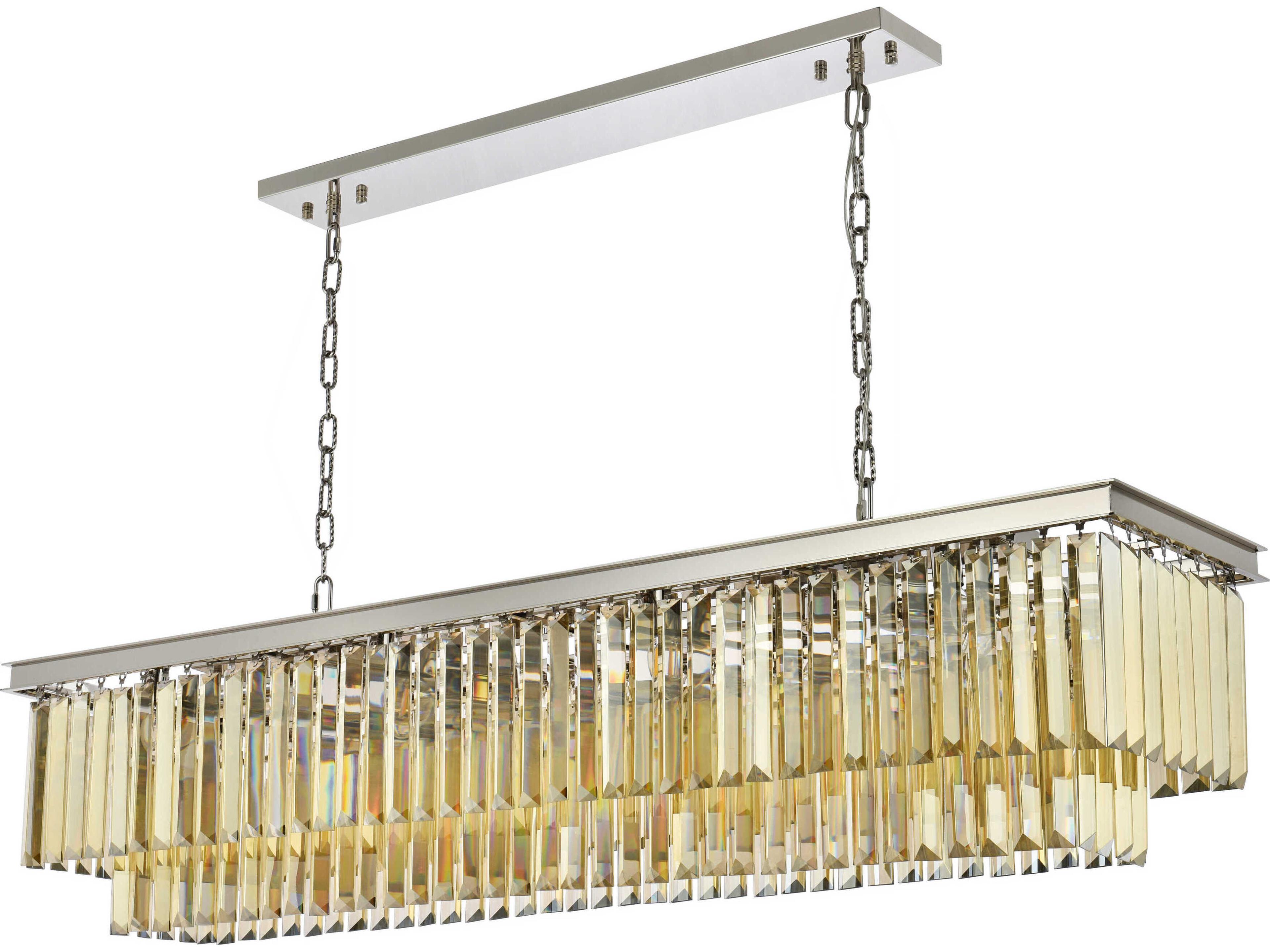 Elegant Lighting Sydney 12-Light Polished Nickel Gold Crystal Tiered Island Pendant