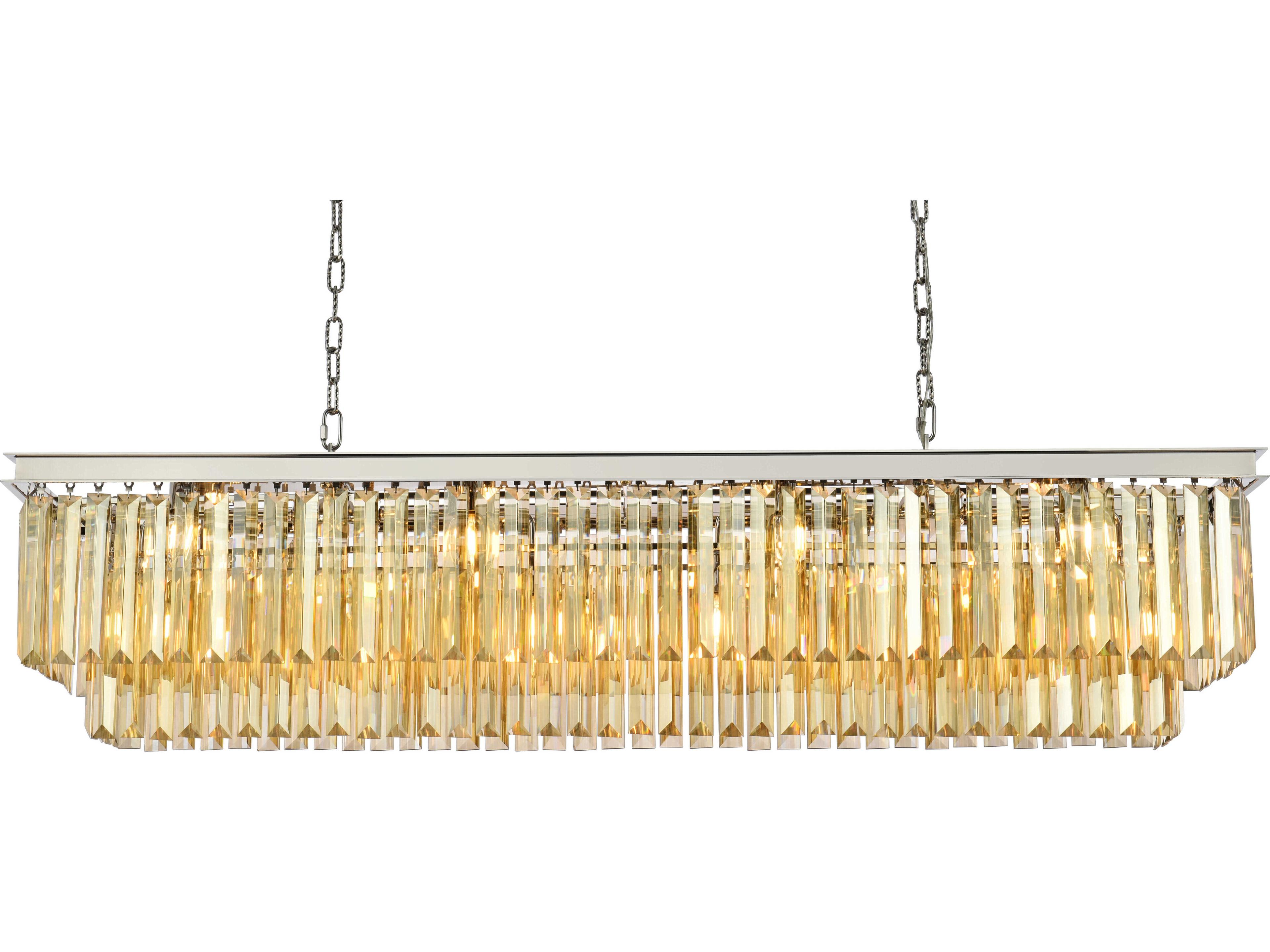 Elegant Lighting Sydney 12-Light Polished Nickel Gold Crystal Tiered Island Pendant