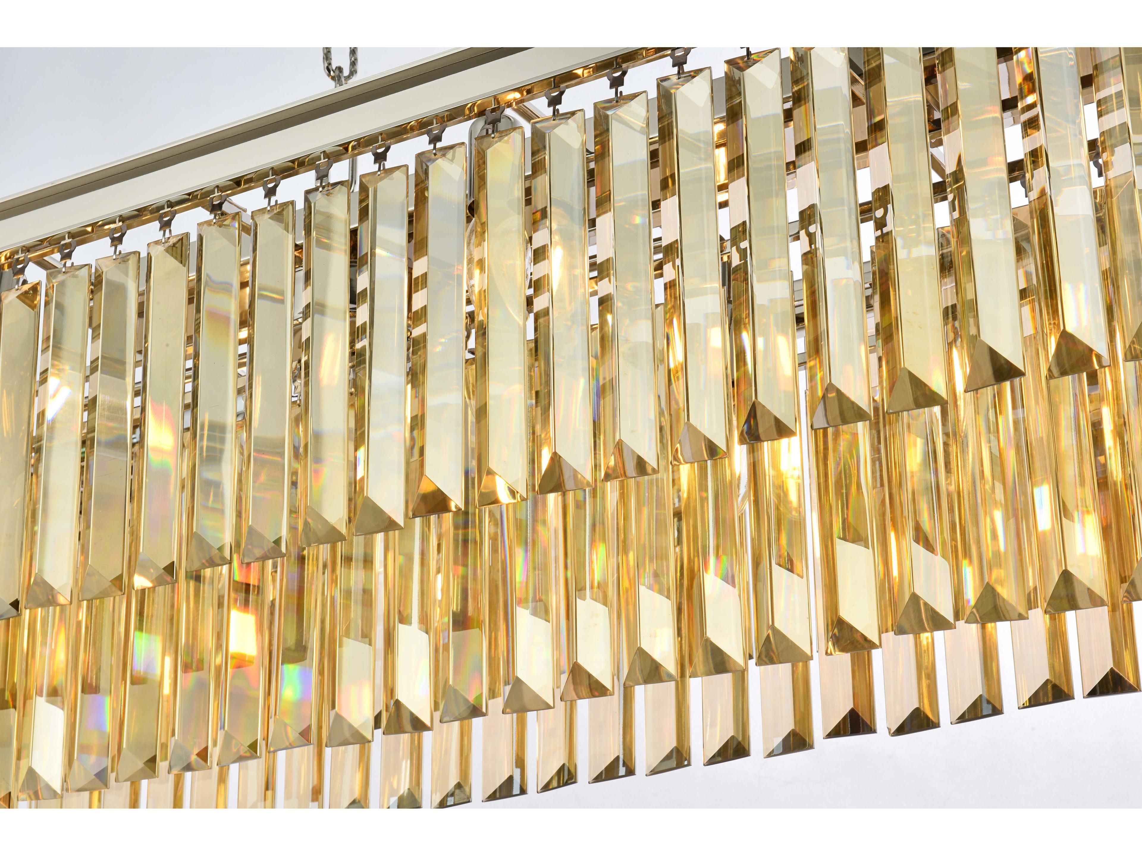 Elegant Lighting Sydney 12-Light Polished Nickel Gold Crystal Tiered Island Pendant