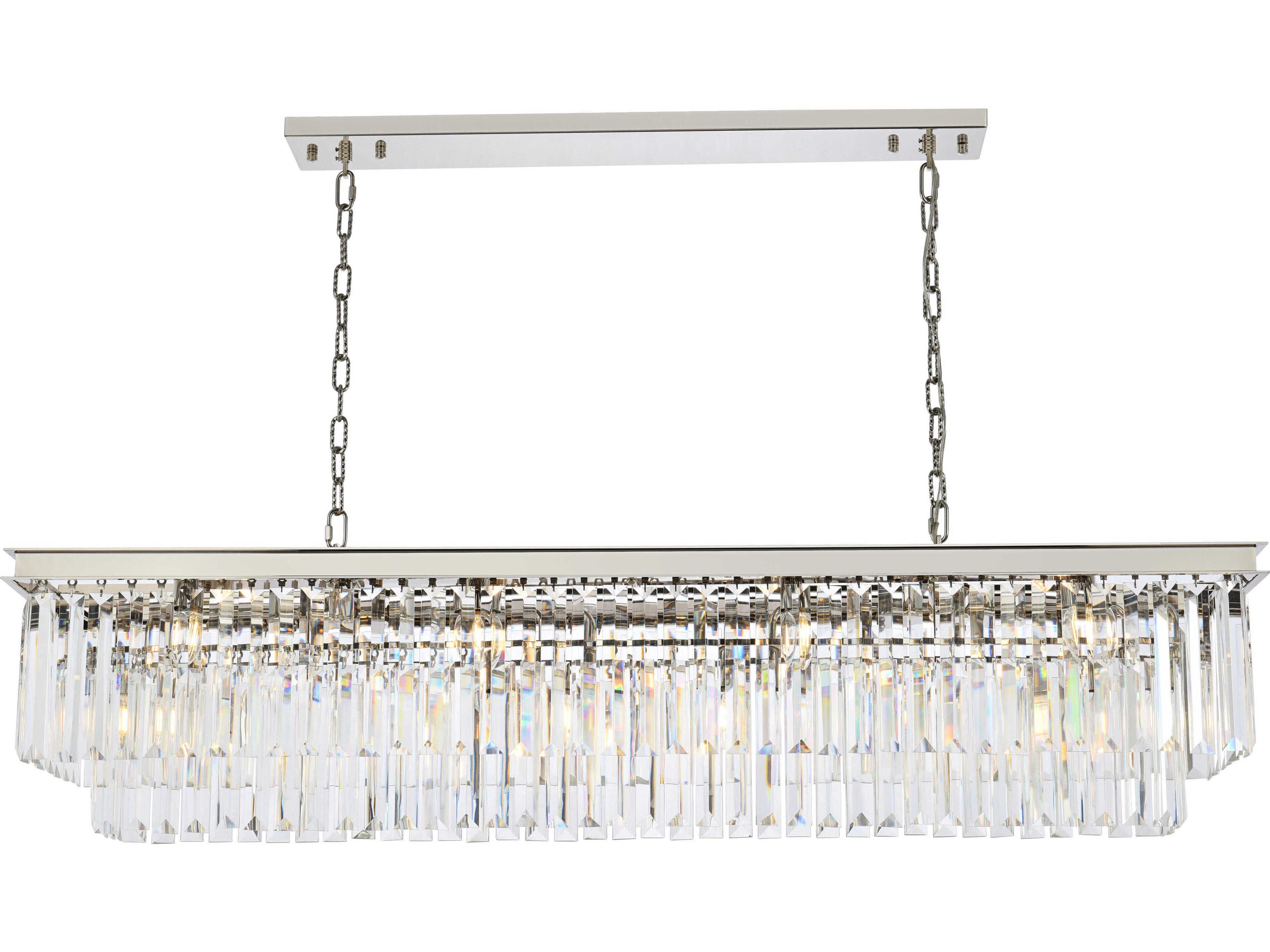 Elegant Lighting Sydney 12-Light Polished Nickel Clear Crystal Tiered Island Pendant