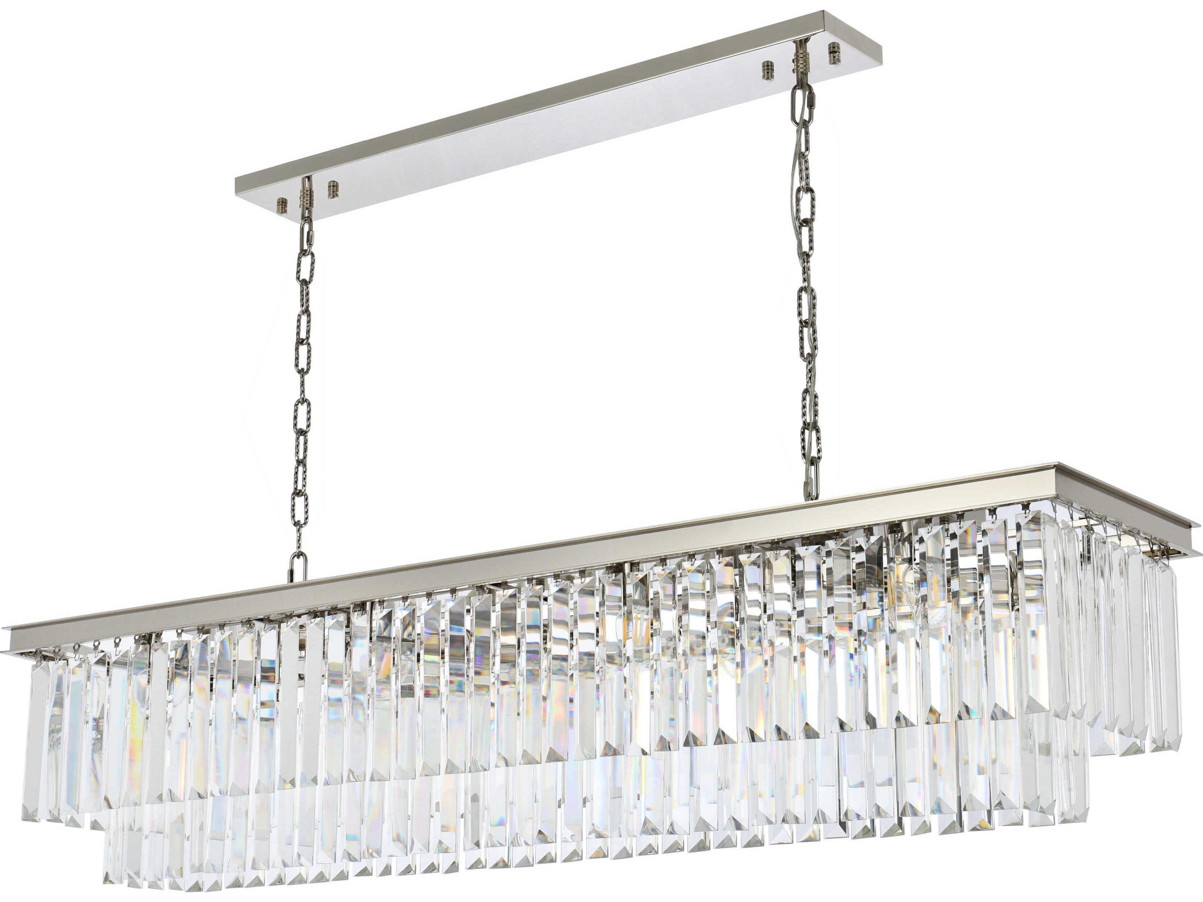 Elegant Lighting Sydney 12-Light Polished Nickel Clear Crystal Tiered Island Pendant