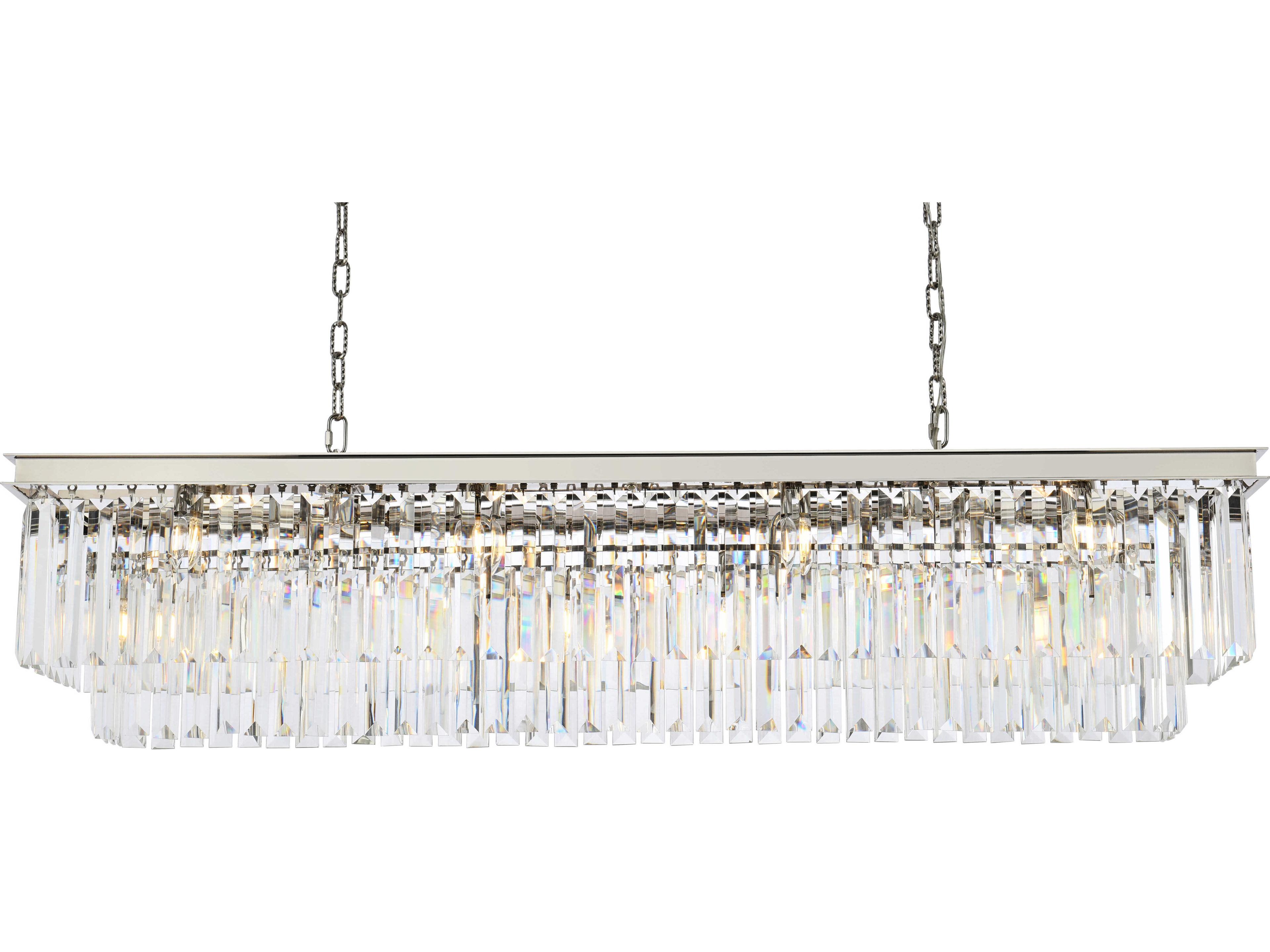 Elegant Lighting Sydney 12-Light Polished Nickel Clear Crystal Tiered Island Pendant