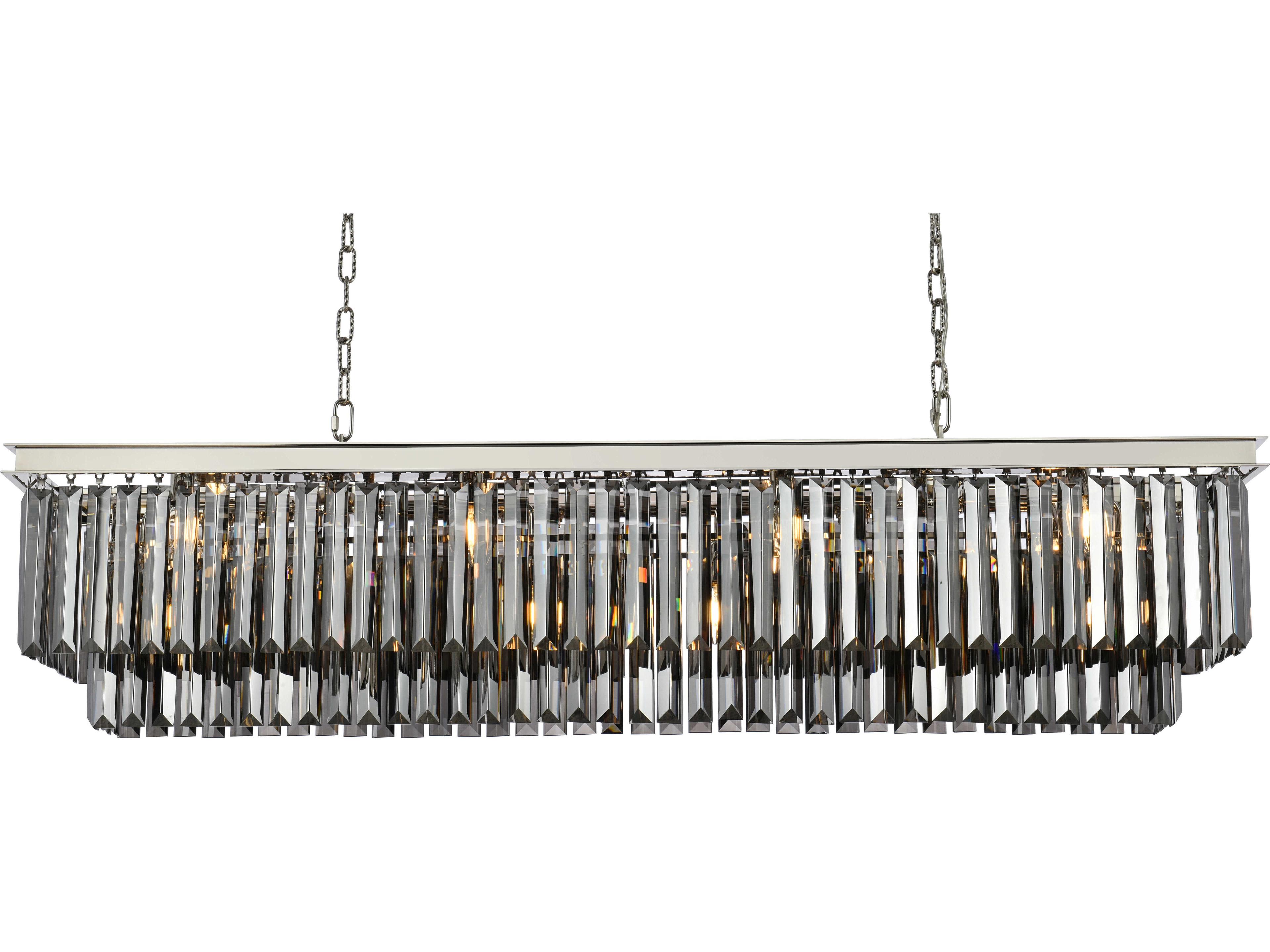 Elegant Lighting Sydney 12-Light Polished Nickel Silver Crystal Tiered Island Pendant