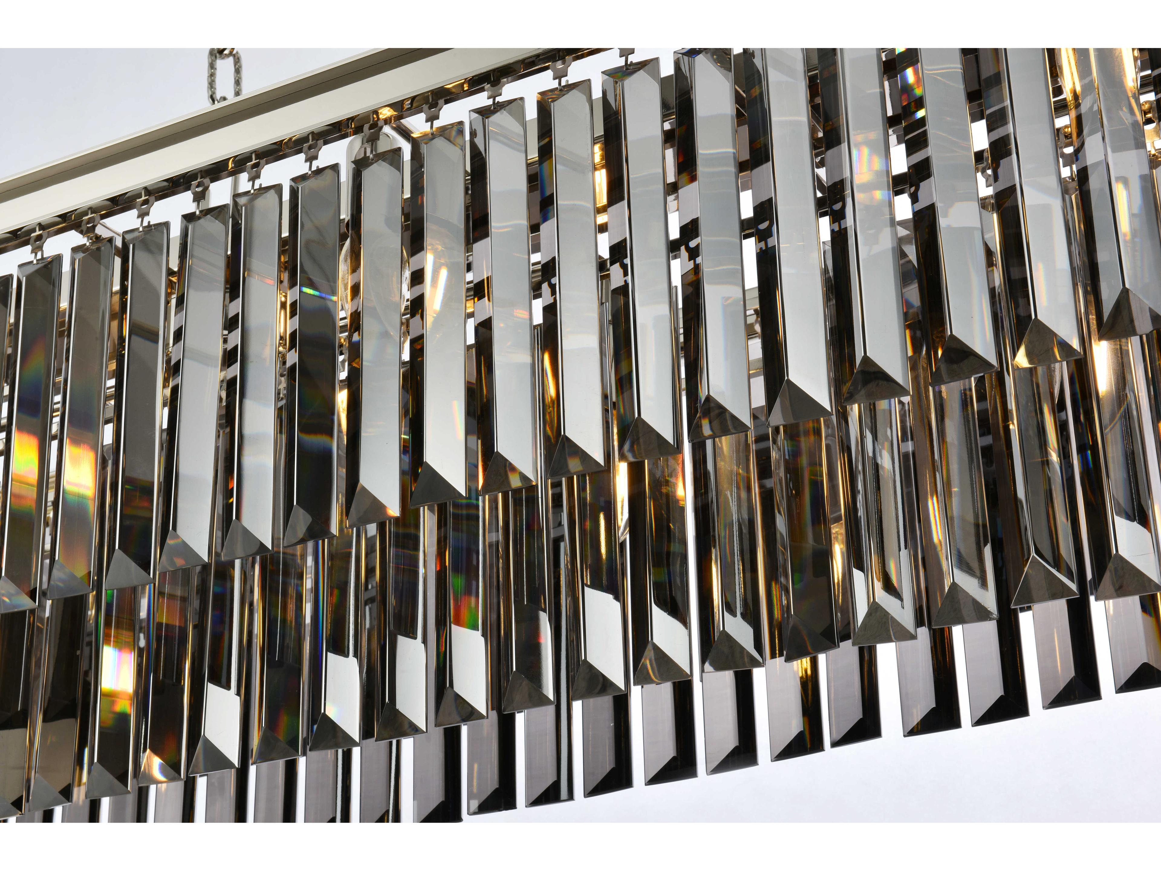 Elegant Lighting Sydney 12-Light Polished Nickel Silver Crystal Tiered Island Pendant