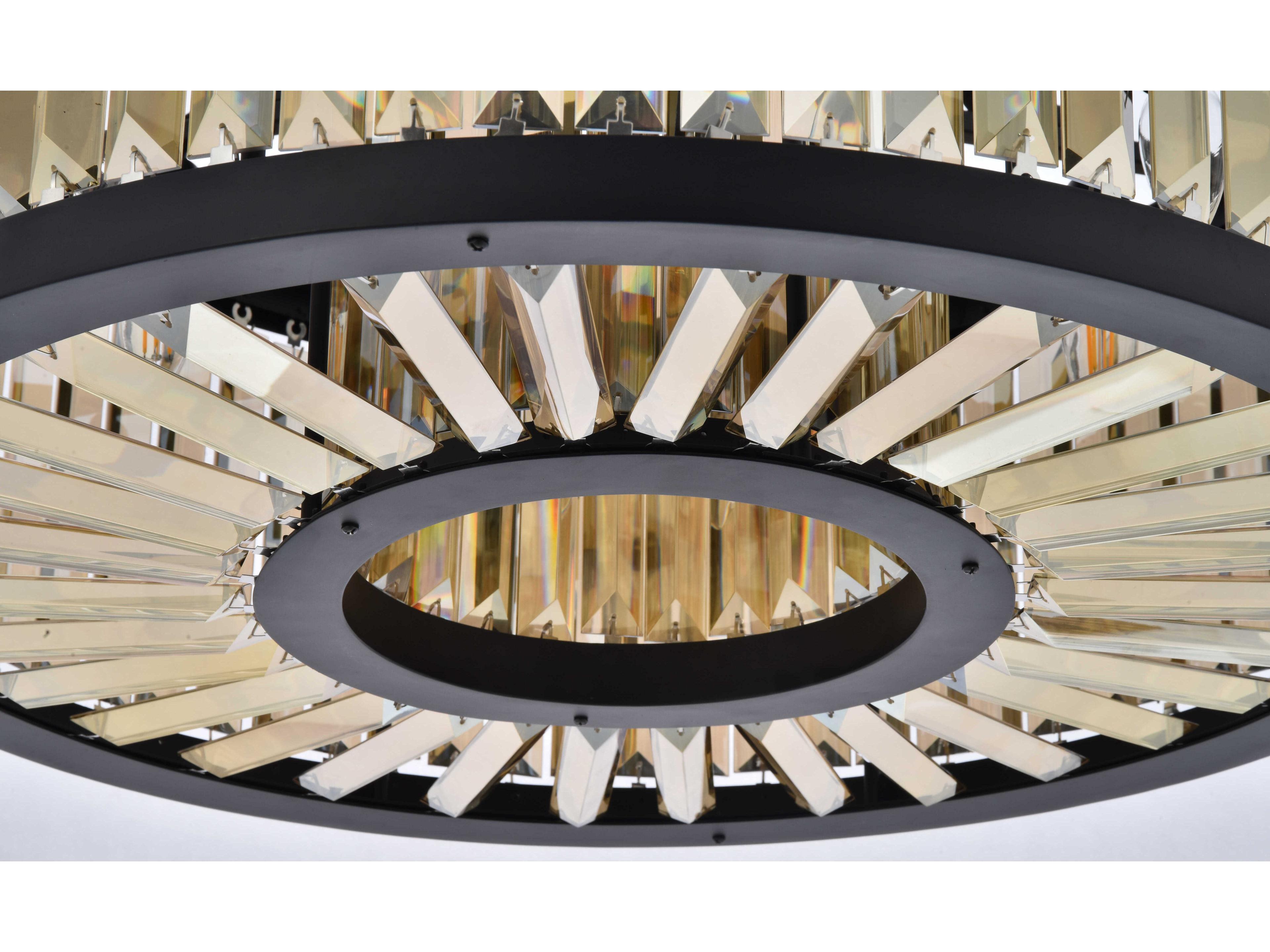 Elegant Lighting Chelsea 8-Light Matte Black Gold Crystal Drum Pendant