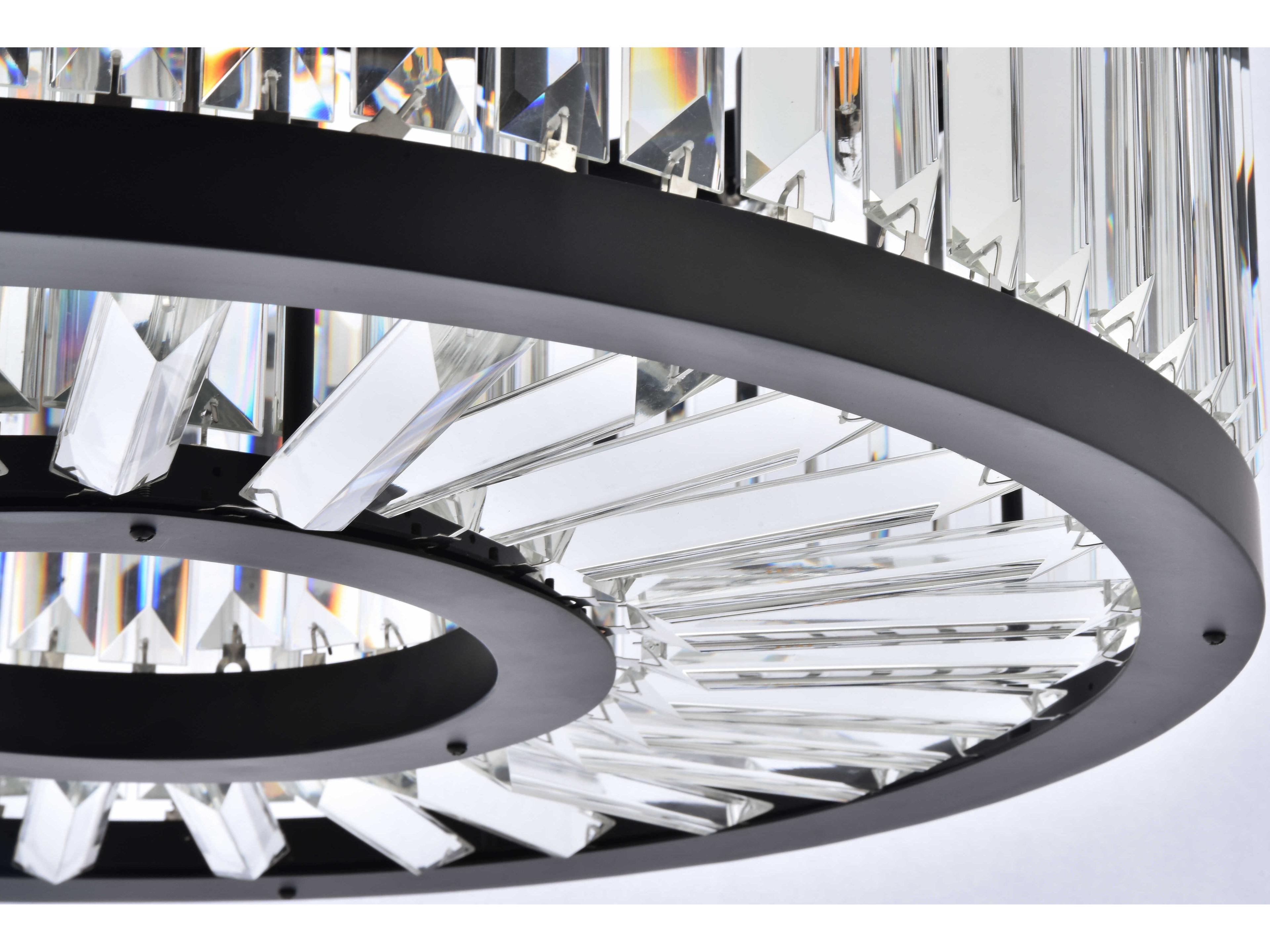 Elegant Lighting Chelsea 8-Light Matte Black Clear Crystal Drum Pendant