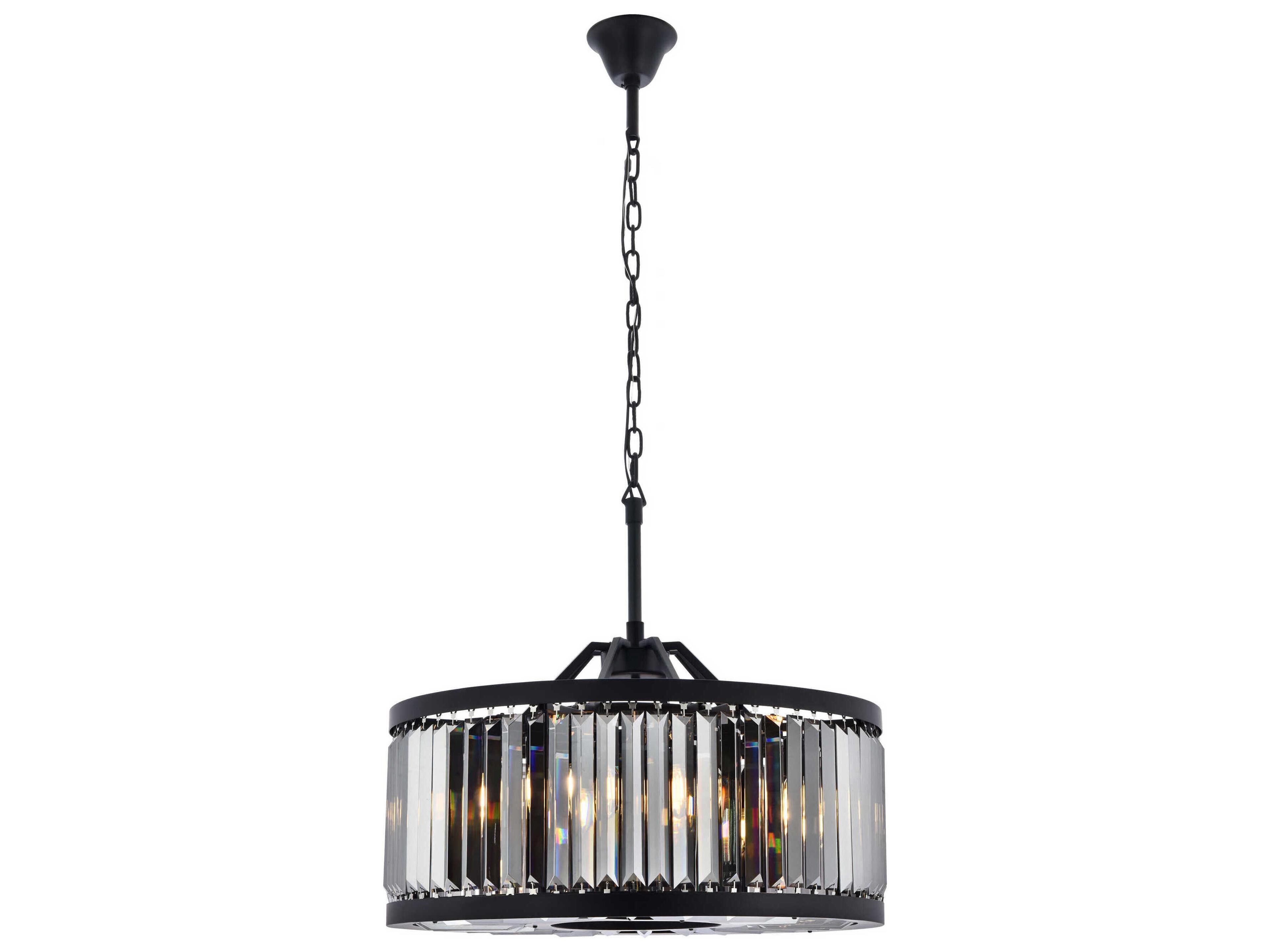 Chelsea 8-Light Matte Black Silver Crystal Drum Pendant