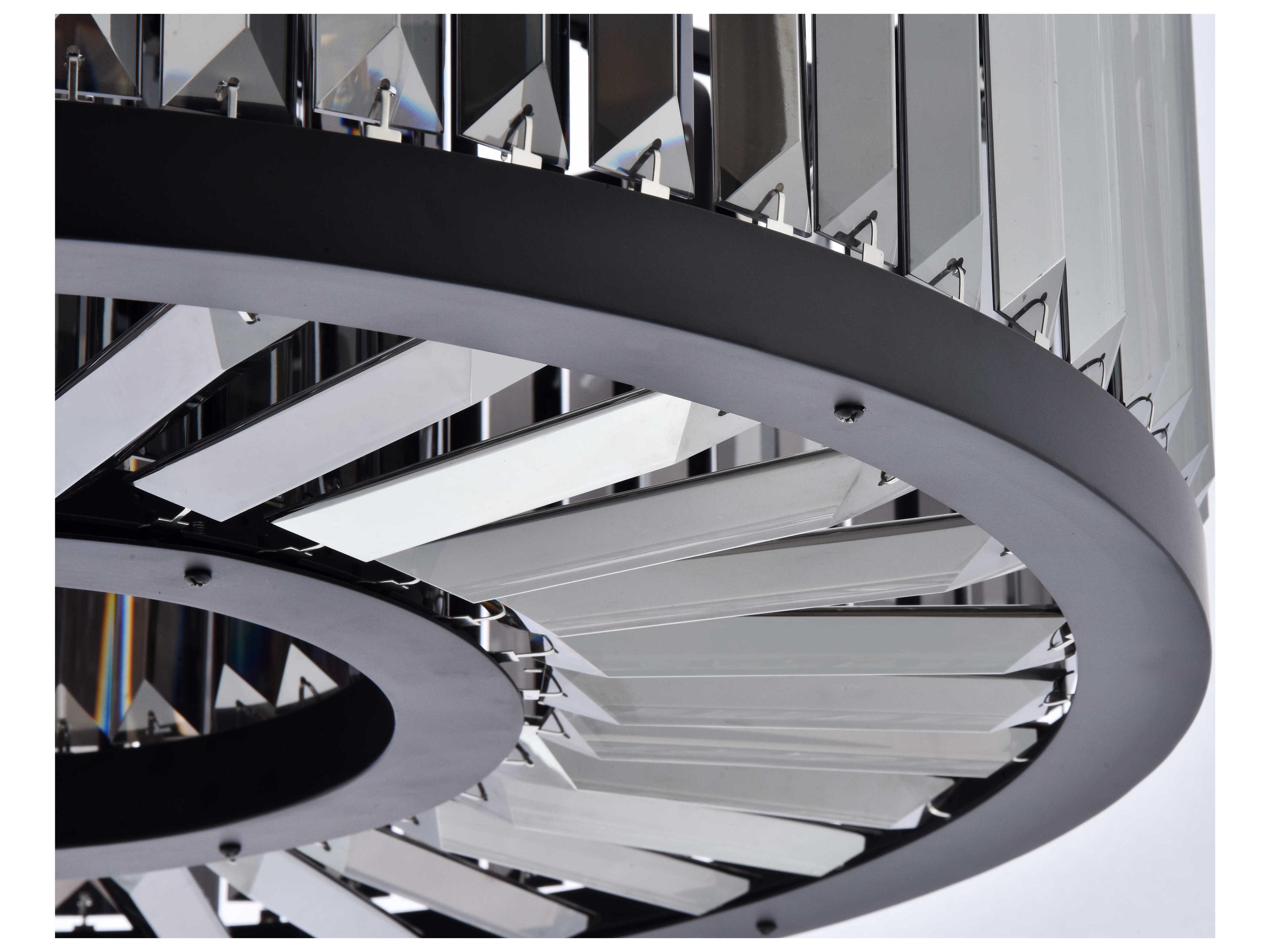 Elegant Lighting Chelsea 8-Light Matte Black Silver Crystal Drum Pendant