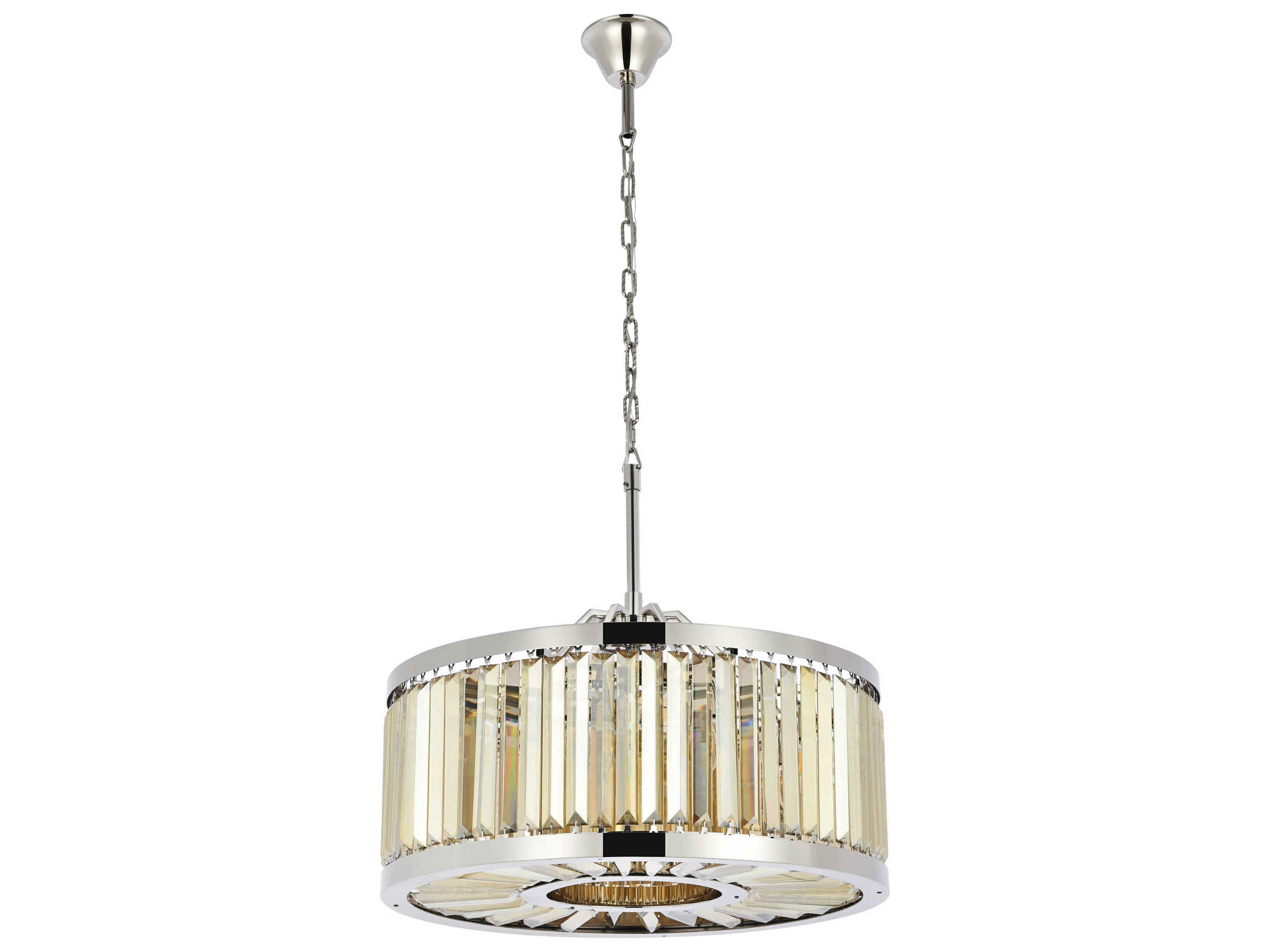 Elegant Lighting Chelsea 8-Light Polished Nickel Gold Crystal Drum Pendant