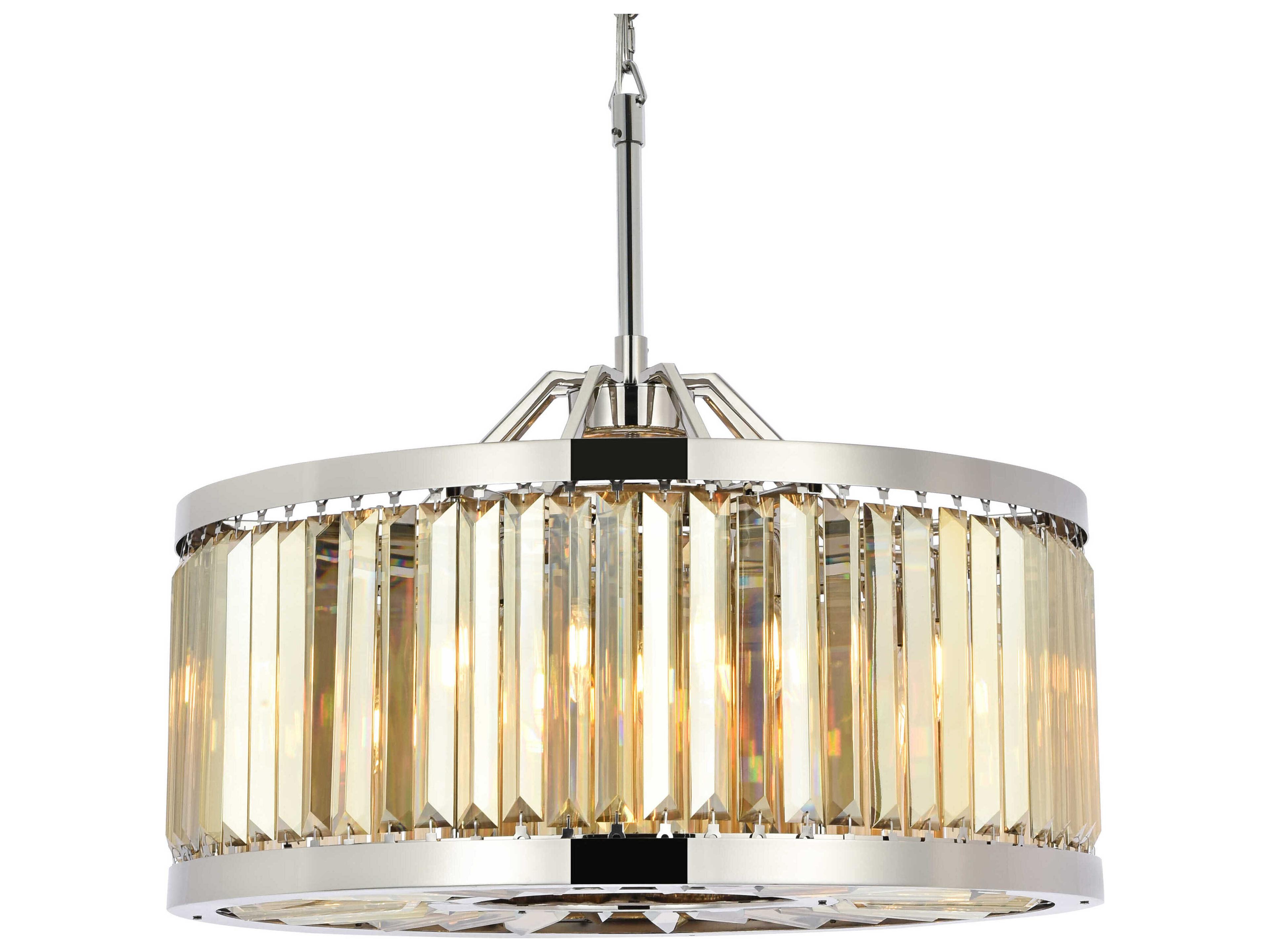 Elegant Lighting Chelsea 8-Light Polished Nickel Gold Crystal Drum Pendant