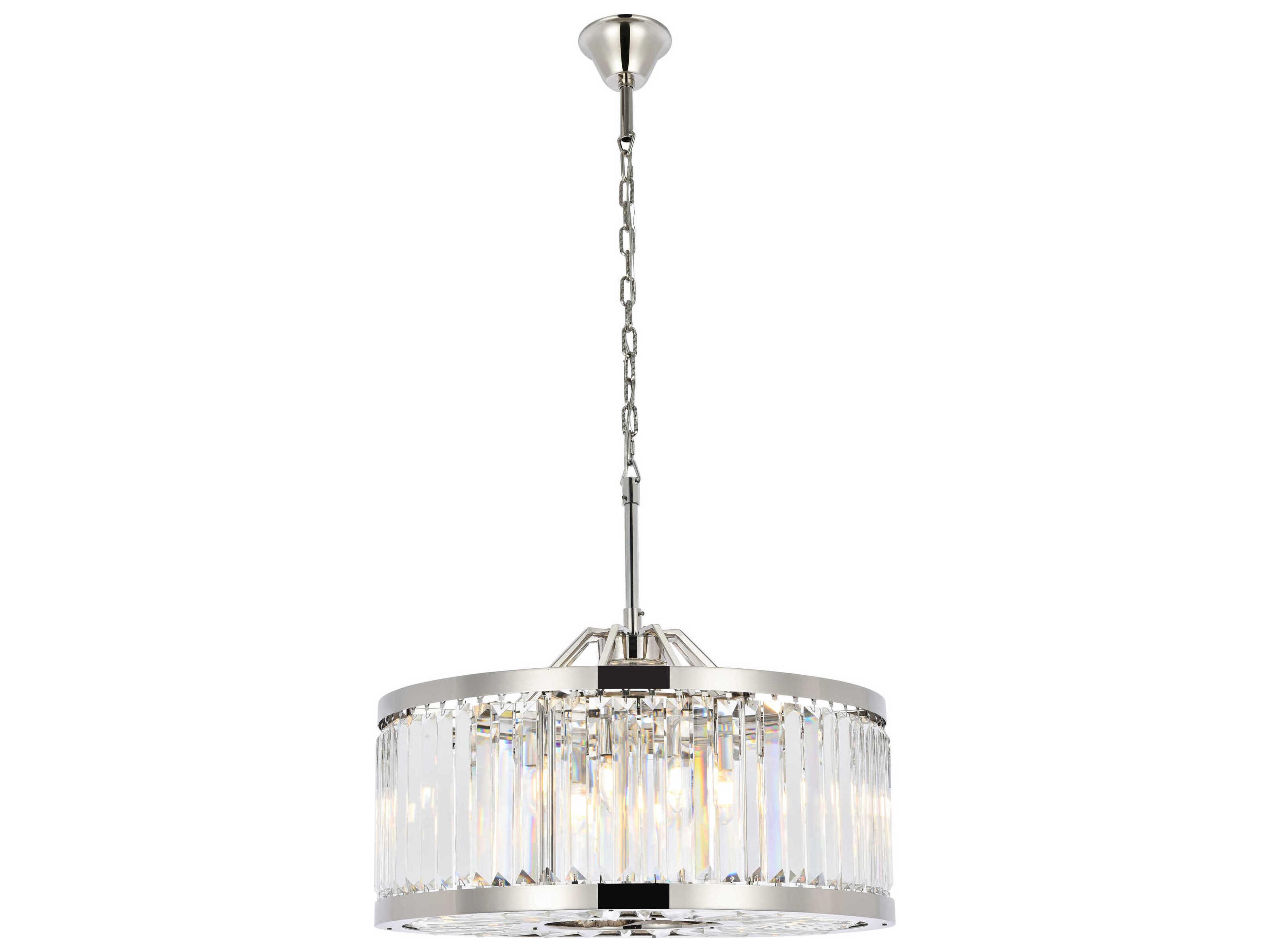 Chelsea 8-Light Polished Nickel Clear Crystal Drum Pendant