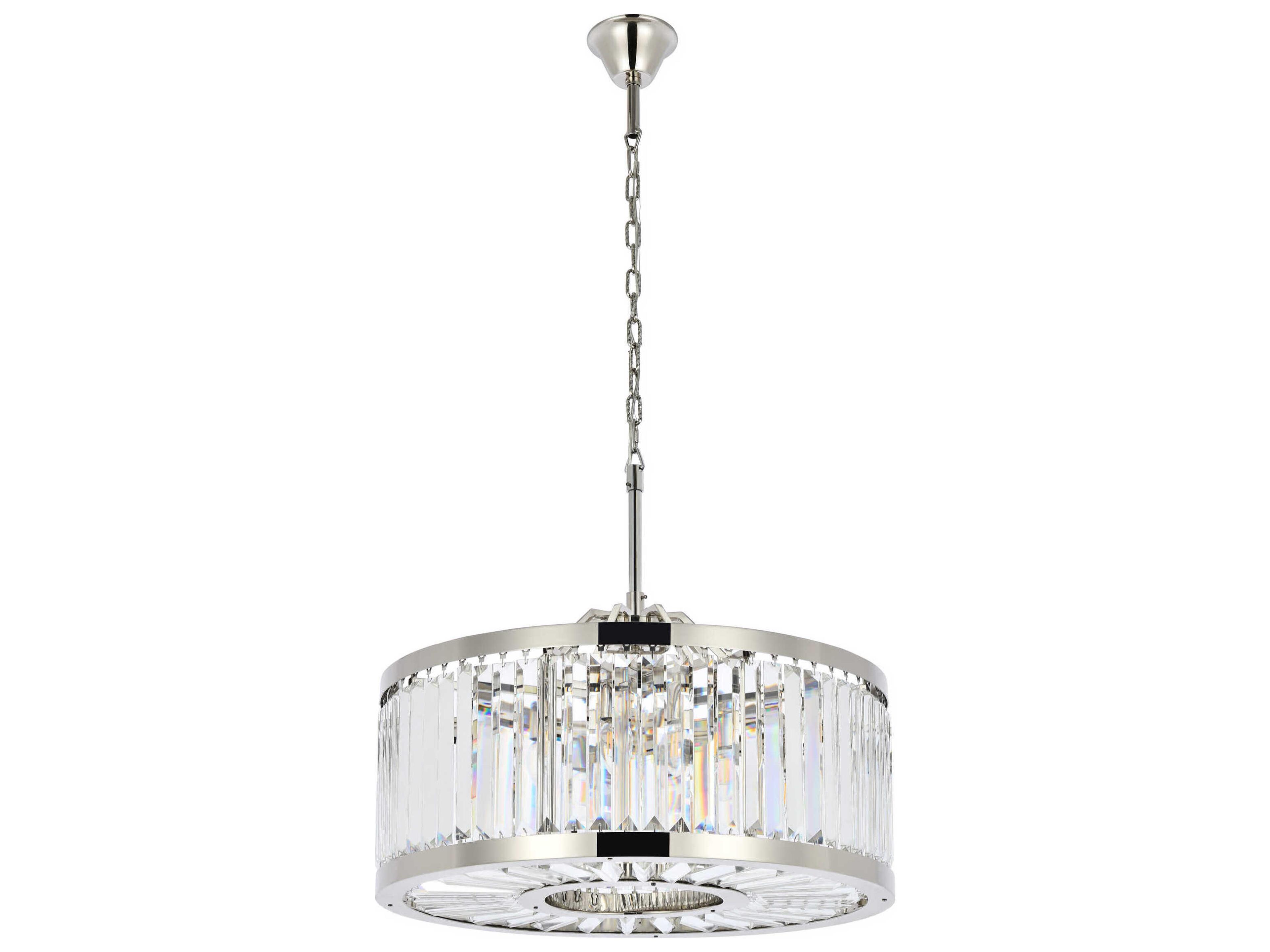 Elegant Lighting Chelsea 8-Light Polished Nickel Clear Crystal Drum Pendant
