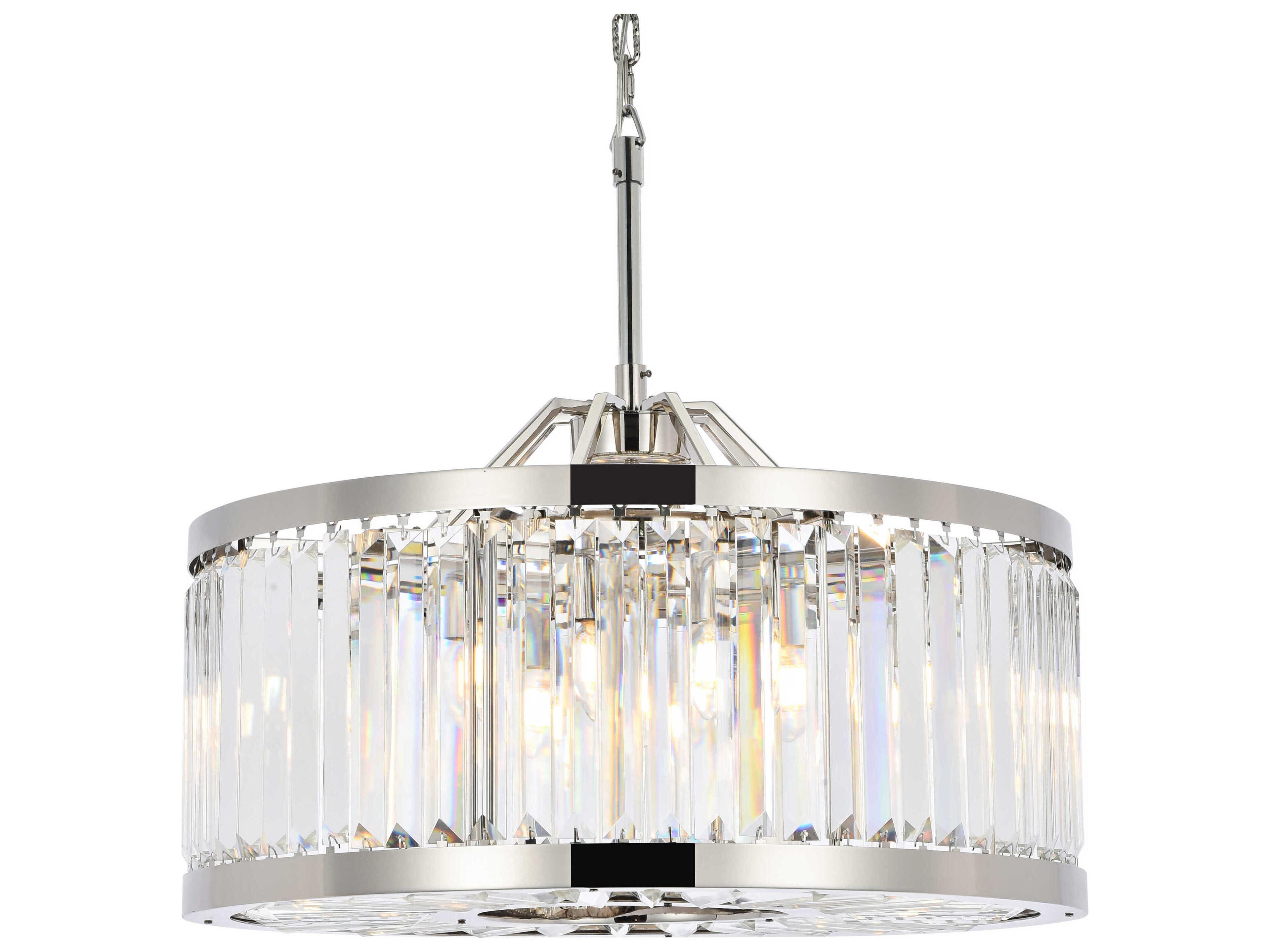 Elegant Lighting Chelsea 8-Light Polished Nickel Clear Crystal Drum Pendant