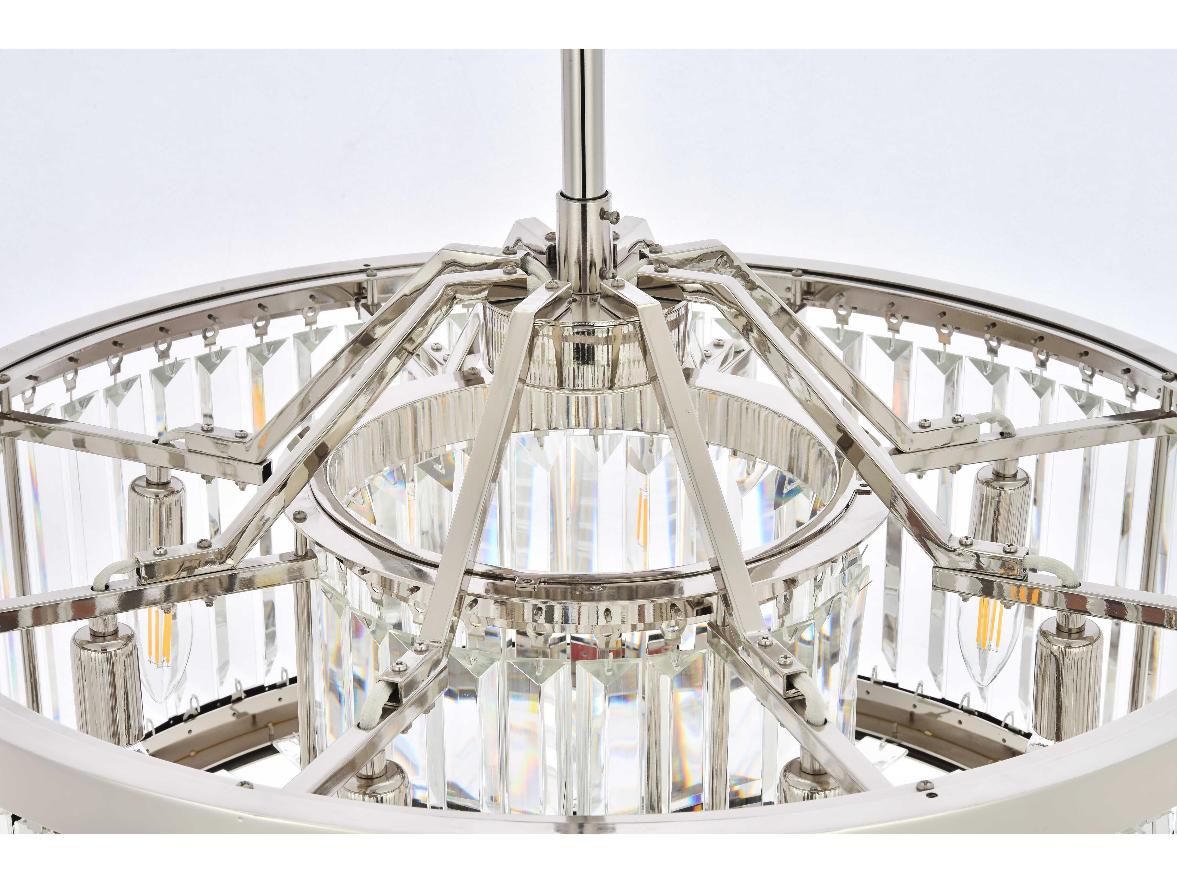 Elegant Lighting Chelsea 8-Light Polished Nickel Clear Crystal Drum Pendant