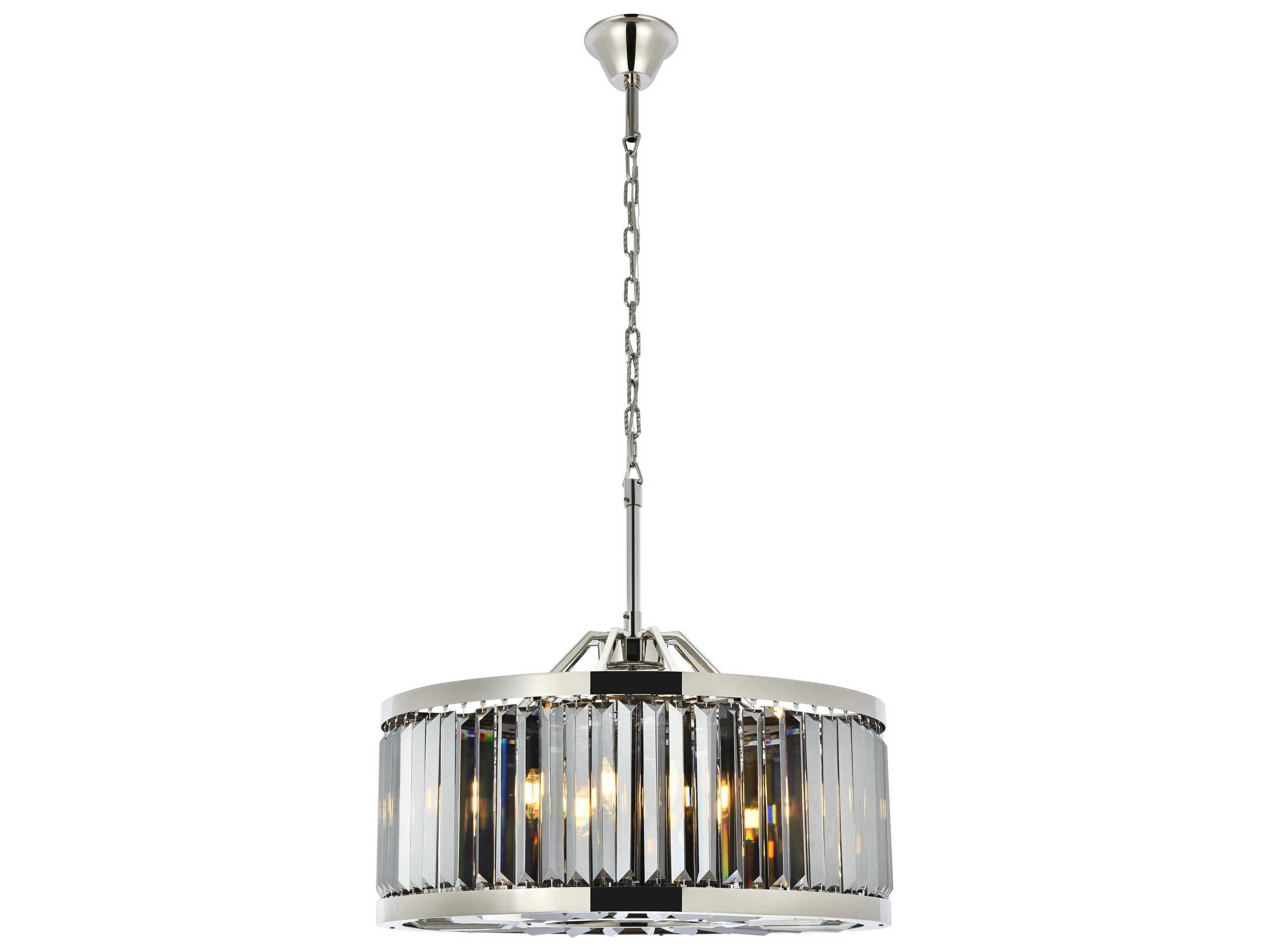 Chelsea 8-Light Polished Nickel Silver Crystal Drum Pendant