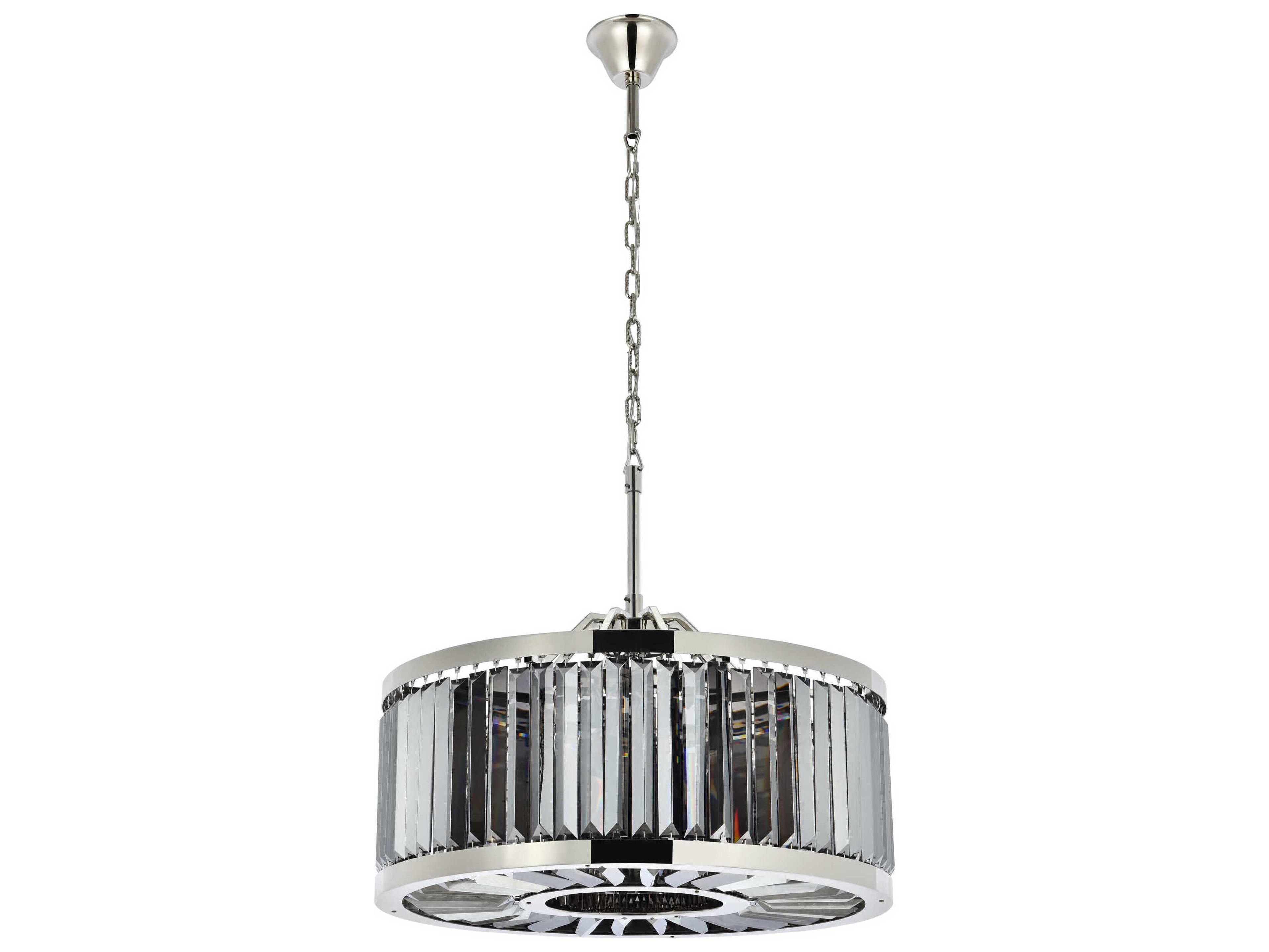 Elegant Lighting Chelsea 8-Light Polished Nickel Silver Crystal Drum Pendant