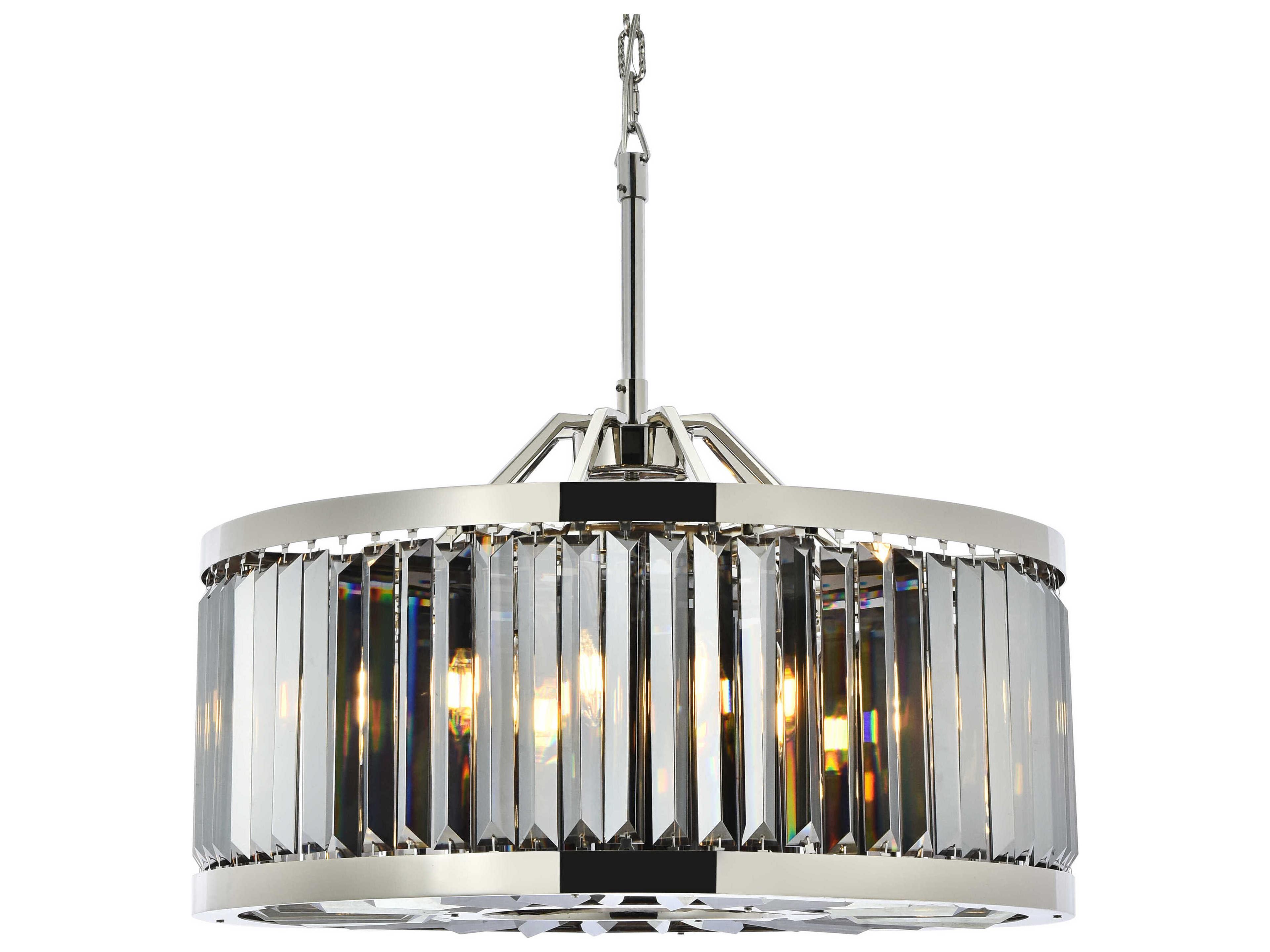 Elegant Lighting Chelsea 8-Light Polished Nickel Silver Crystal Drum Pendant