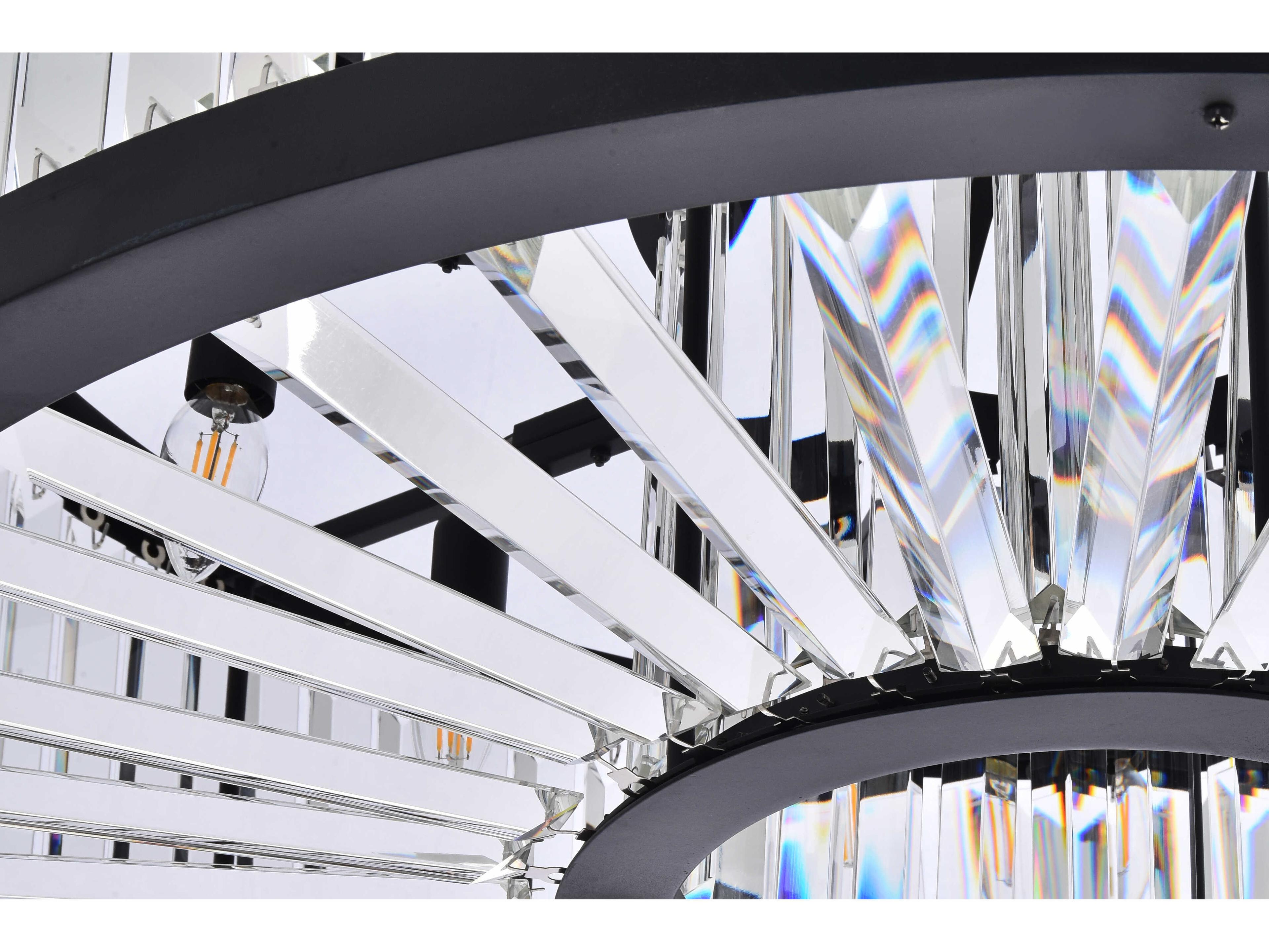 Elegant Lighting Chelsea 10-Light Matte Black Clear Crystal Drum Pendant