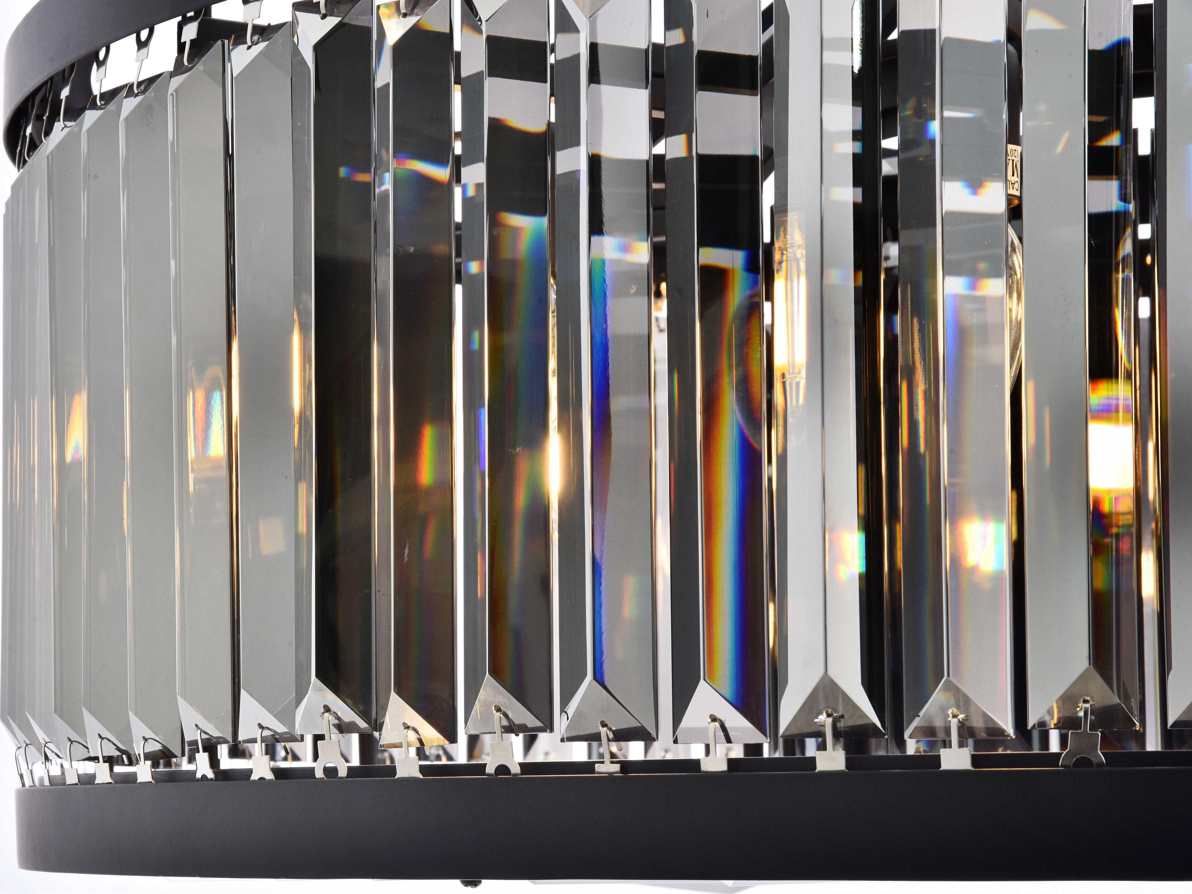 Elegant Lighting Chelsea 10-Light Matte Black Silver Crystal Drum Pendant