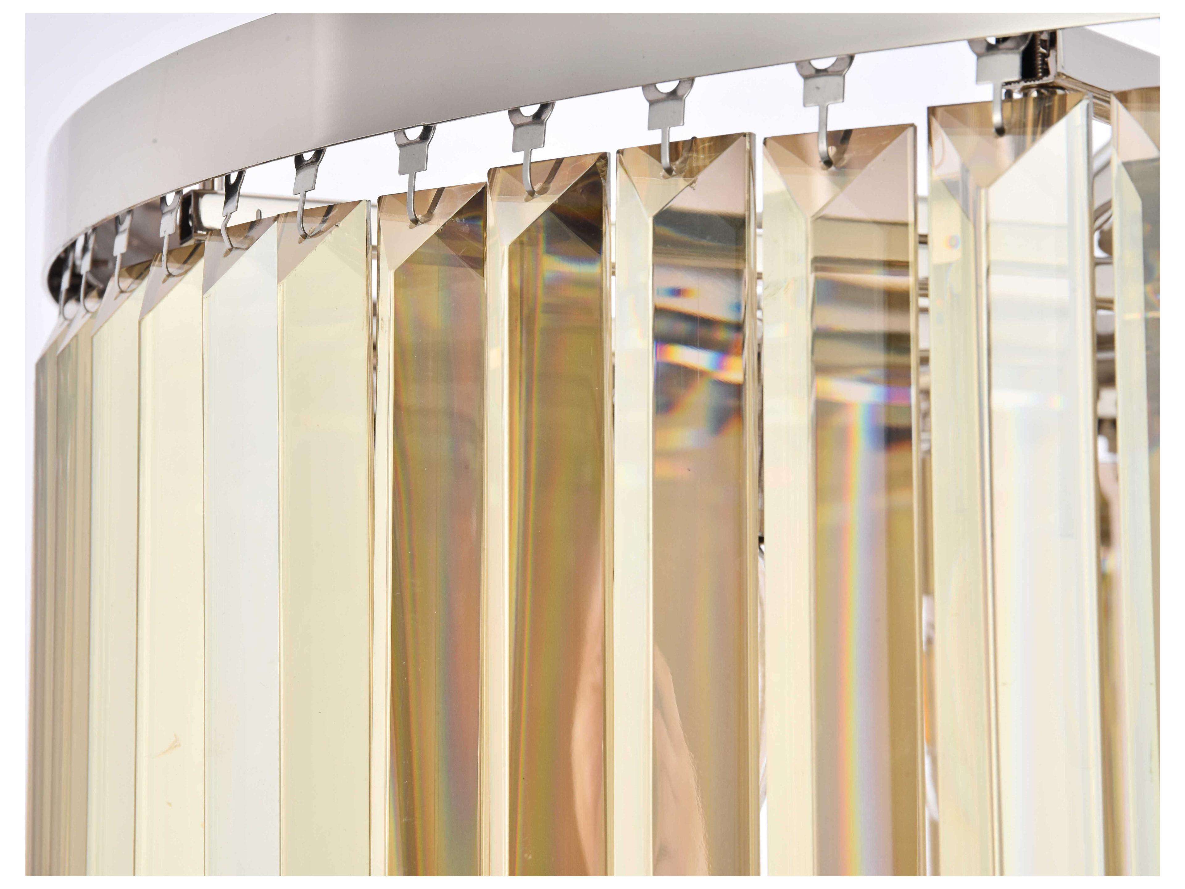 Elegant Lighting Chelsea 10-Light Polished Nickel Gold Crystal Drum Pendant